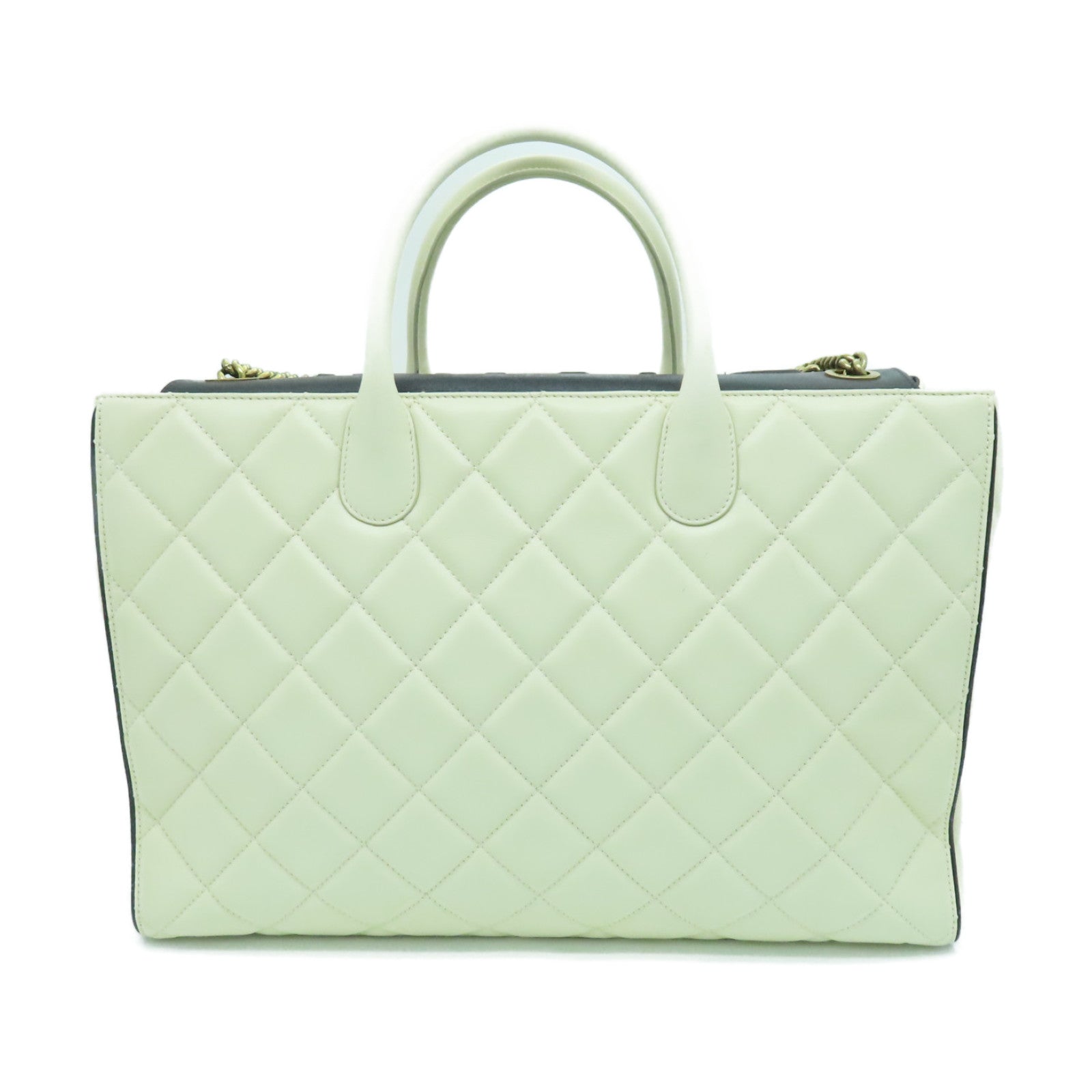 CHANEL 菱格牛皮皮革Shoulder Bag金扣肩背袋白色