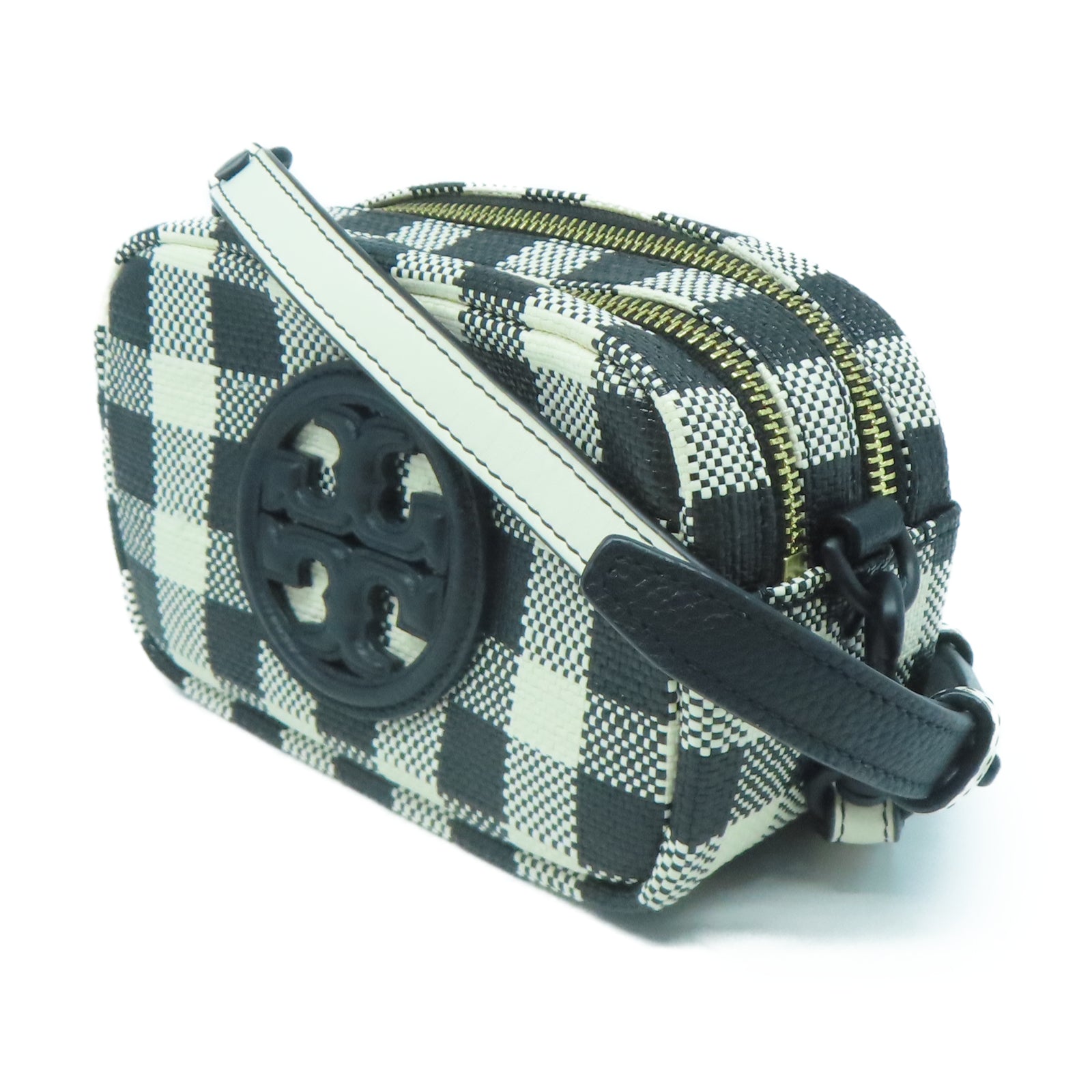Tory Burch 牛皮皮革Shoulder Bag金扣肩背袋黑色/白色