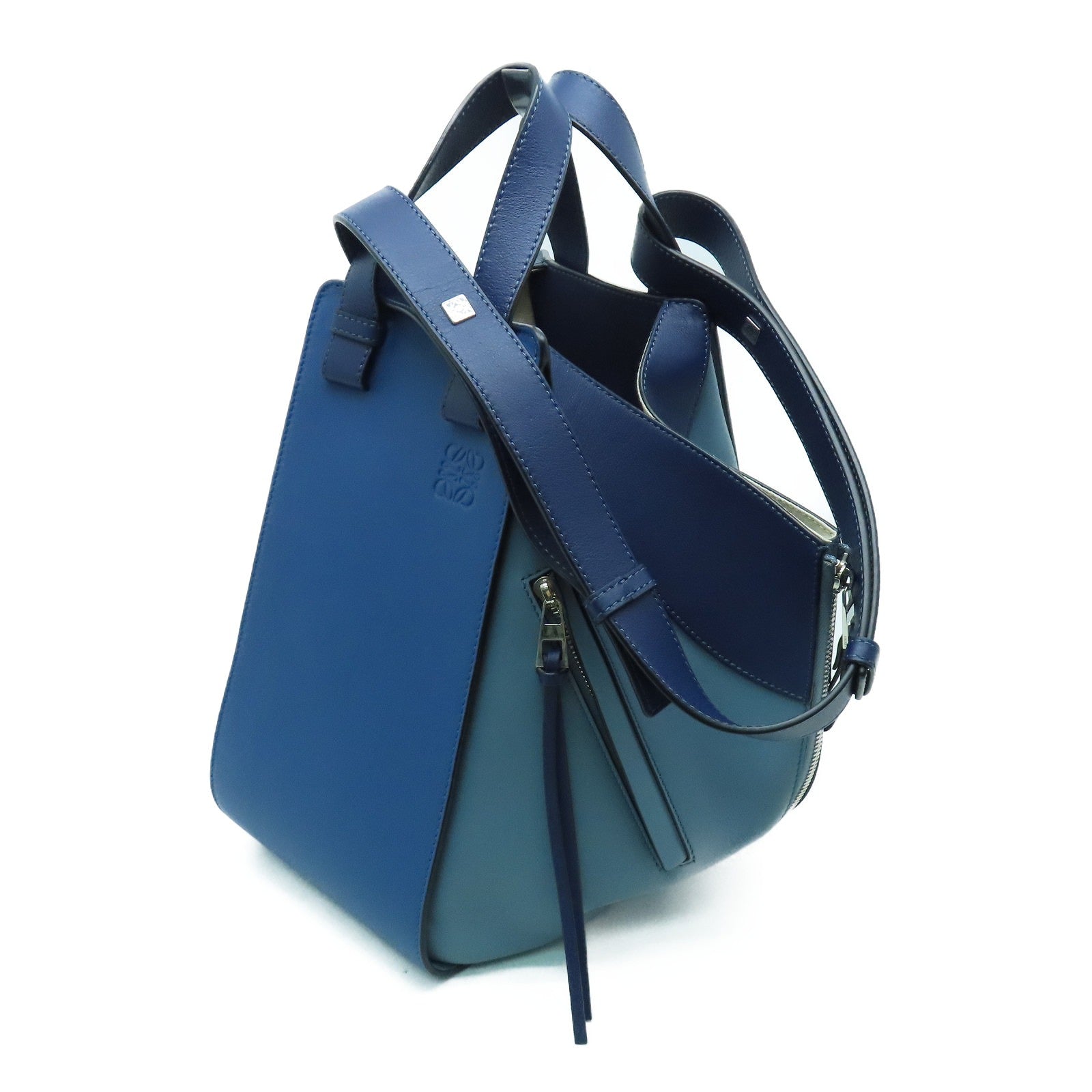 LOEWE 牛皮皮革Hammock銀扣肩背袋藍色
