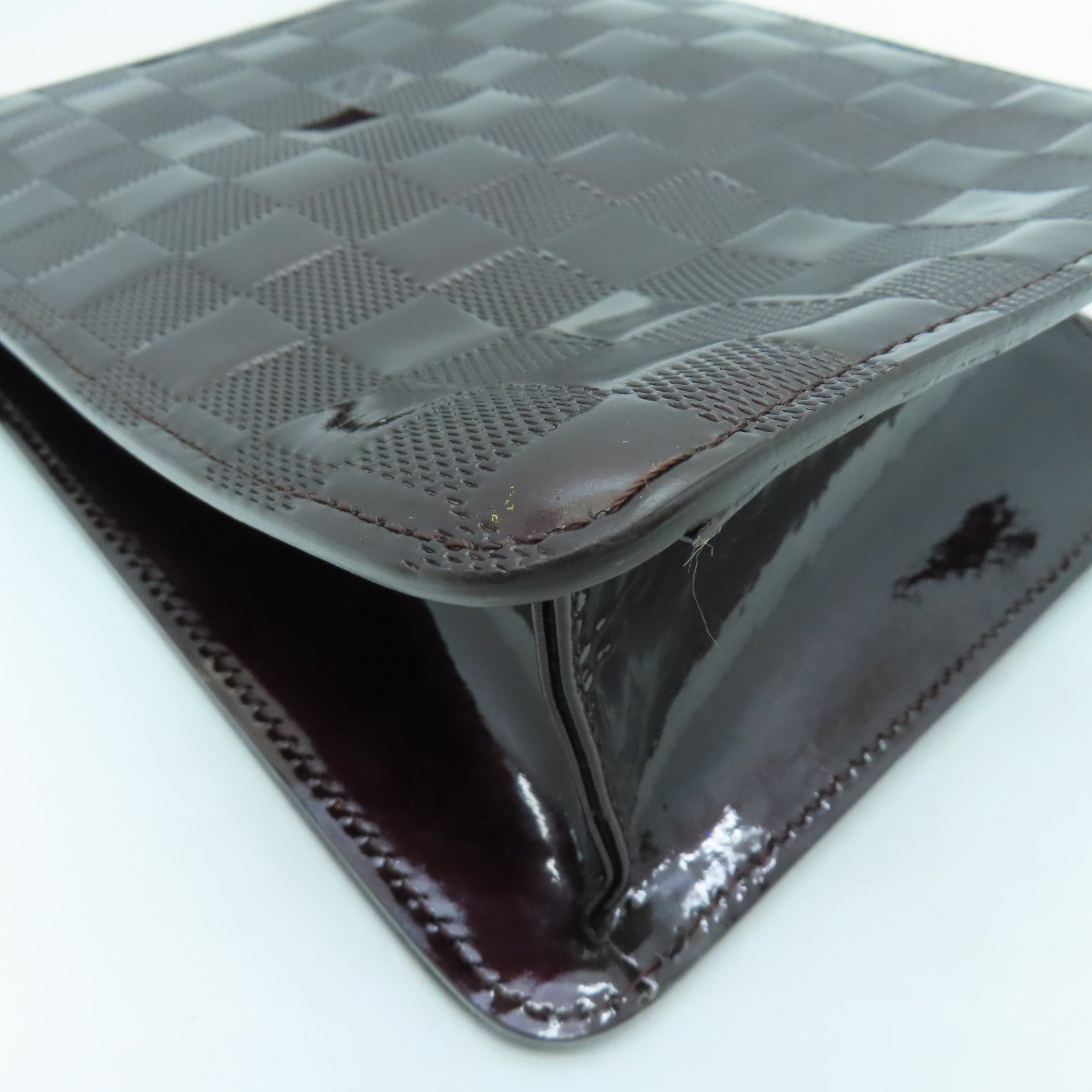 LOUIS VUITTON Damier Vernis Club Bag Carmine金扣手挽肩背兩用袋深啡色