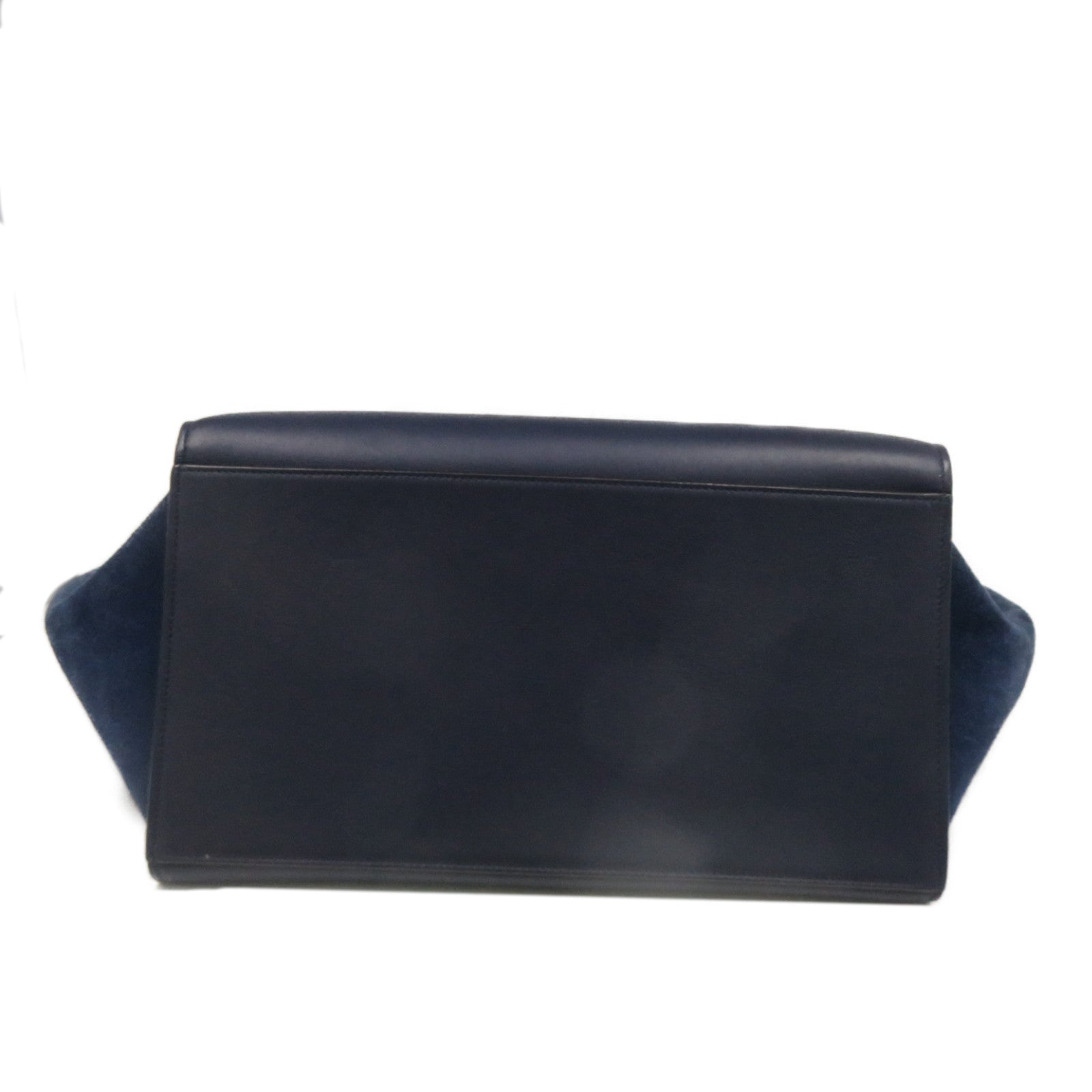 CELINE 牛皮皮革Trapeze金扣肩背袋深蓝色