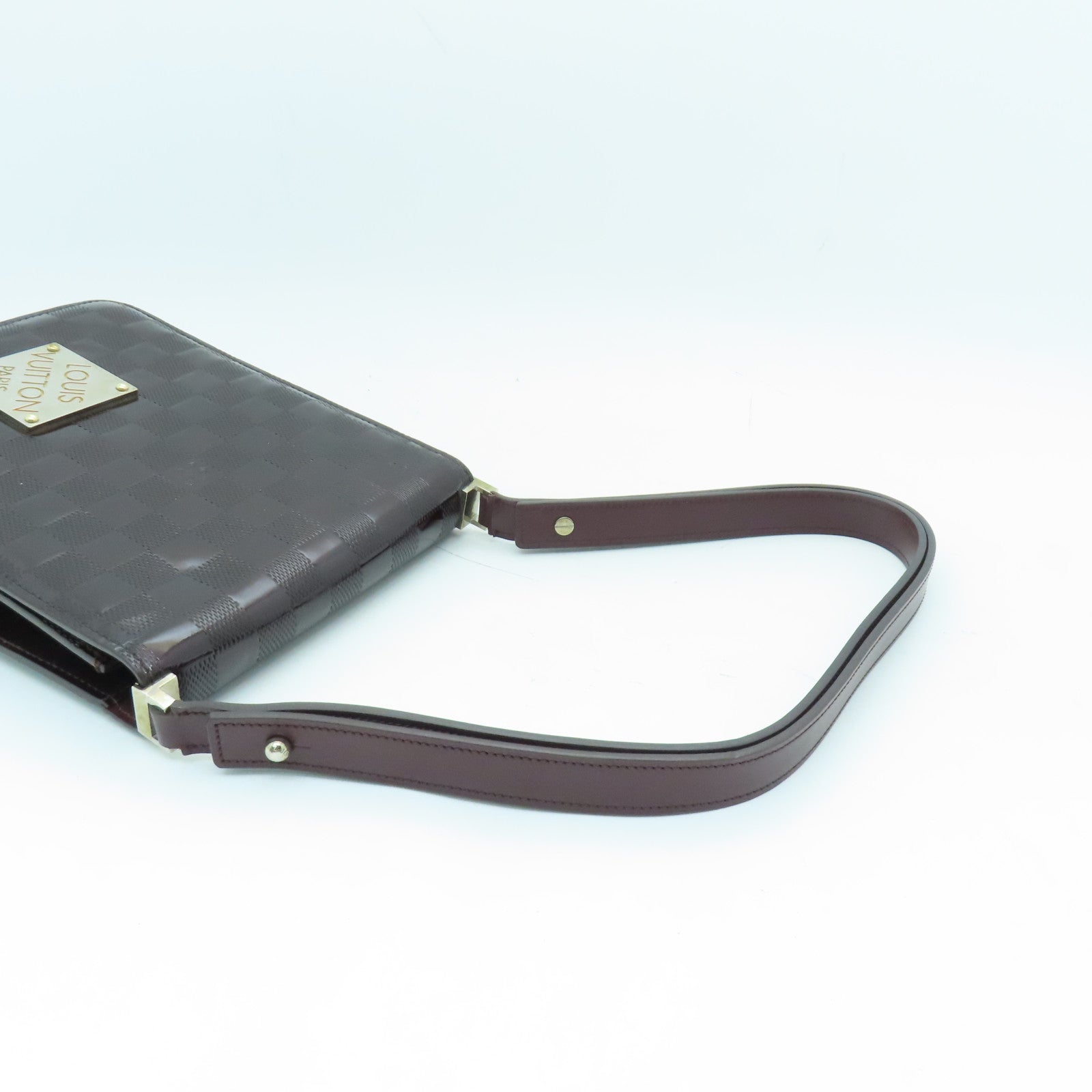 LOUIS VUITTON Damier Vernis Club Bag Carmine金扣手挽肩背兩用袋深啡色