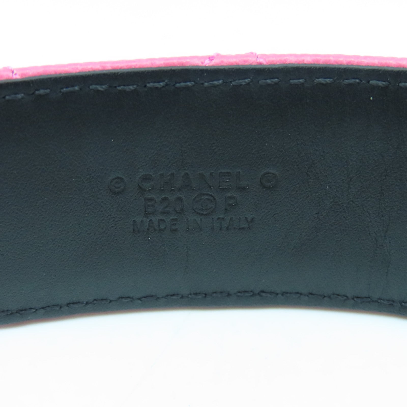 CHANEL 菱格Caviar皮革Belt银扣皮带粉红色