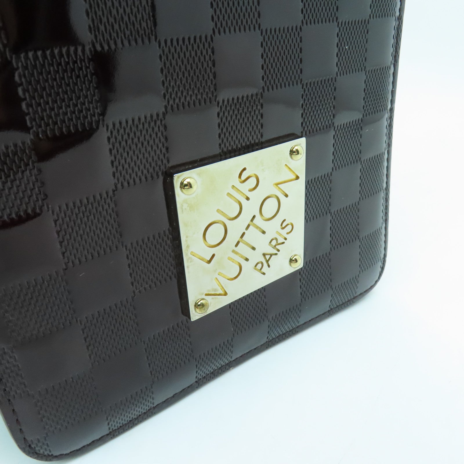 LOUIS VUITTON Damier Vernis Club Bag Carmine金扣手挽肩背兩用袋深啡色