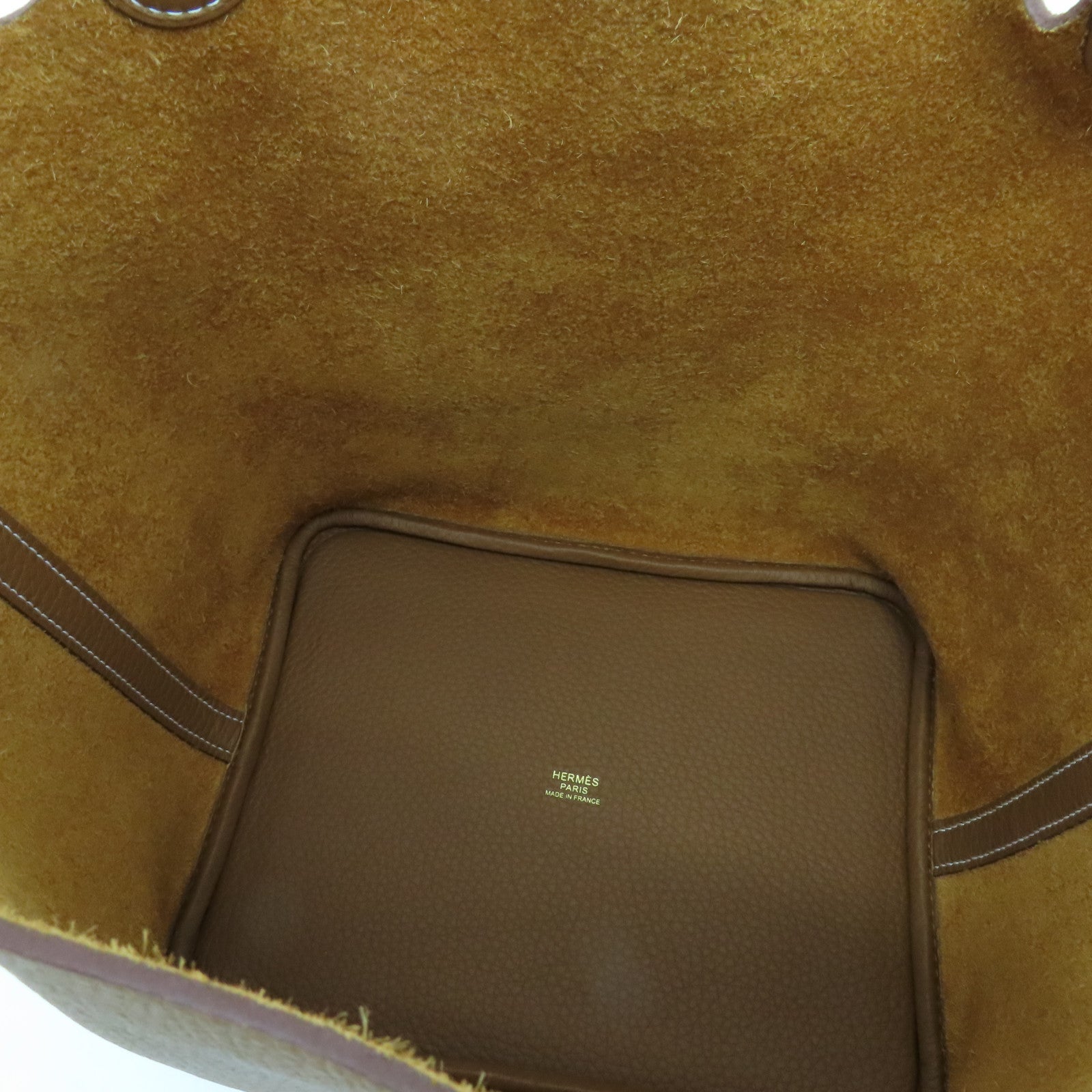 HERMES Clemence皮革Picotin MM金扣手挽袋Gold棕色