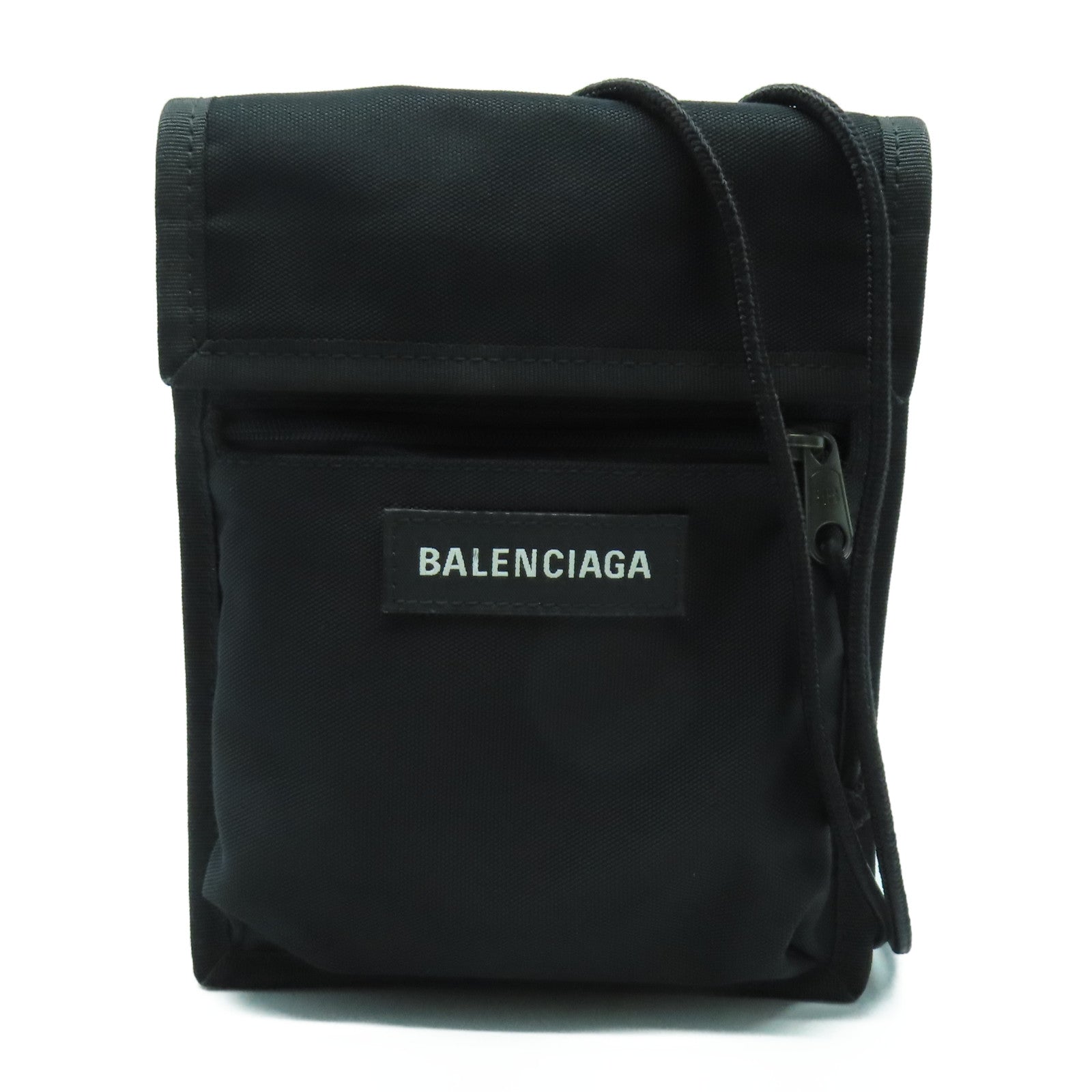 BALENCIAGA 帆布Shoulder Bag銀扣肩背袋黑色