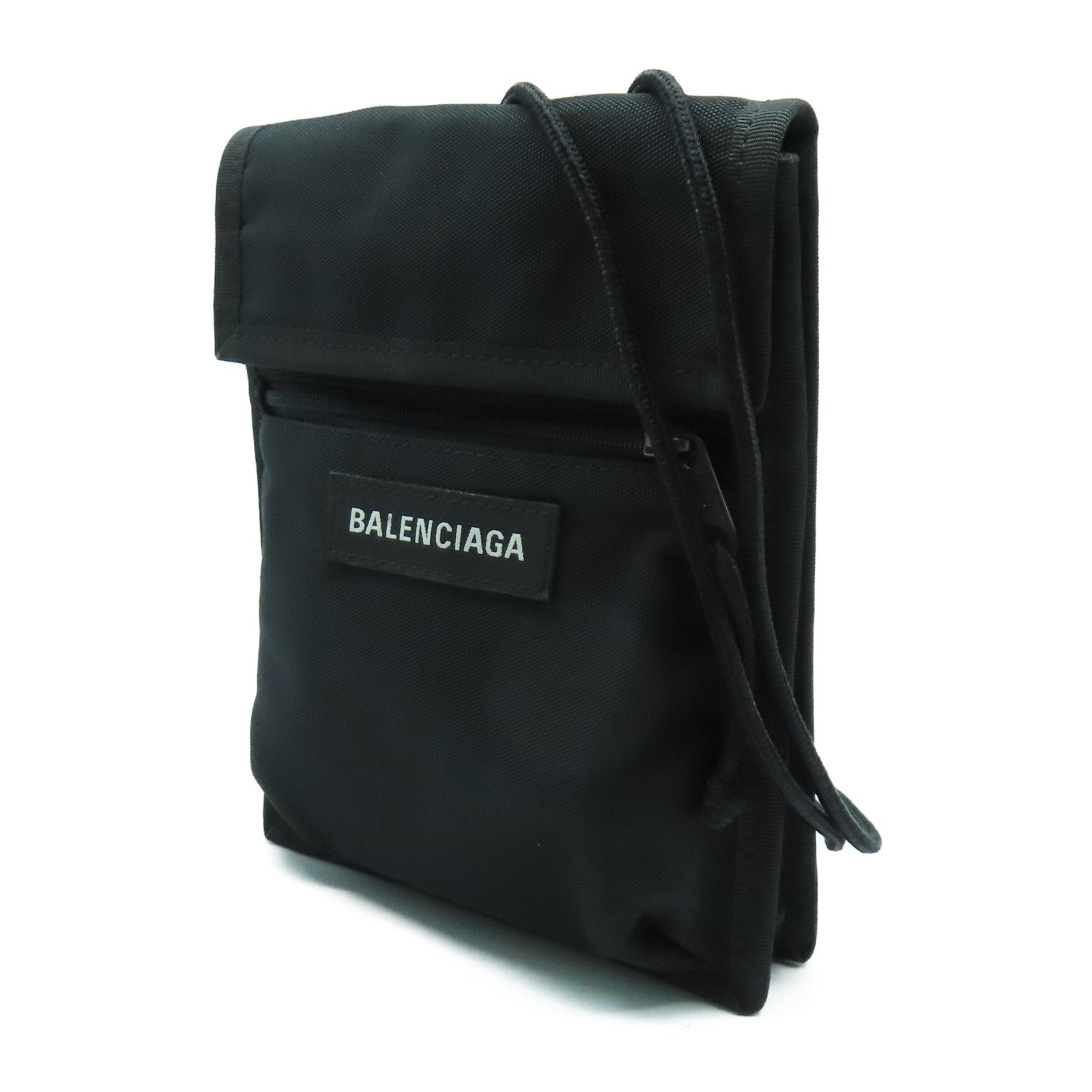 BALENCIAGA 帆布Shoulder Bag銀扣肩背袋黑色