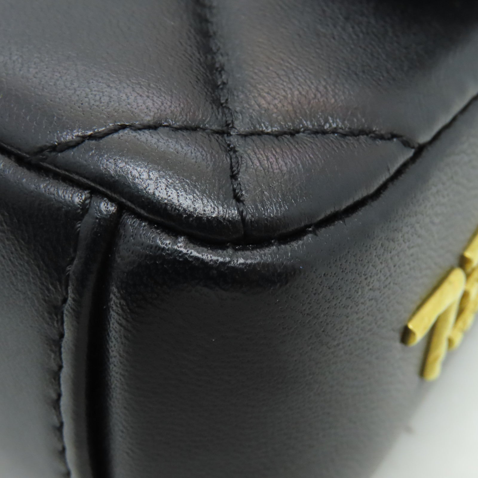 CHANEL 菱格羊皮皮革Chain Shoulder Bag金扣鏈帶肩背袋黒色