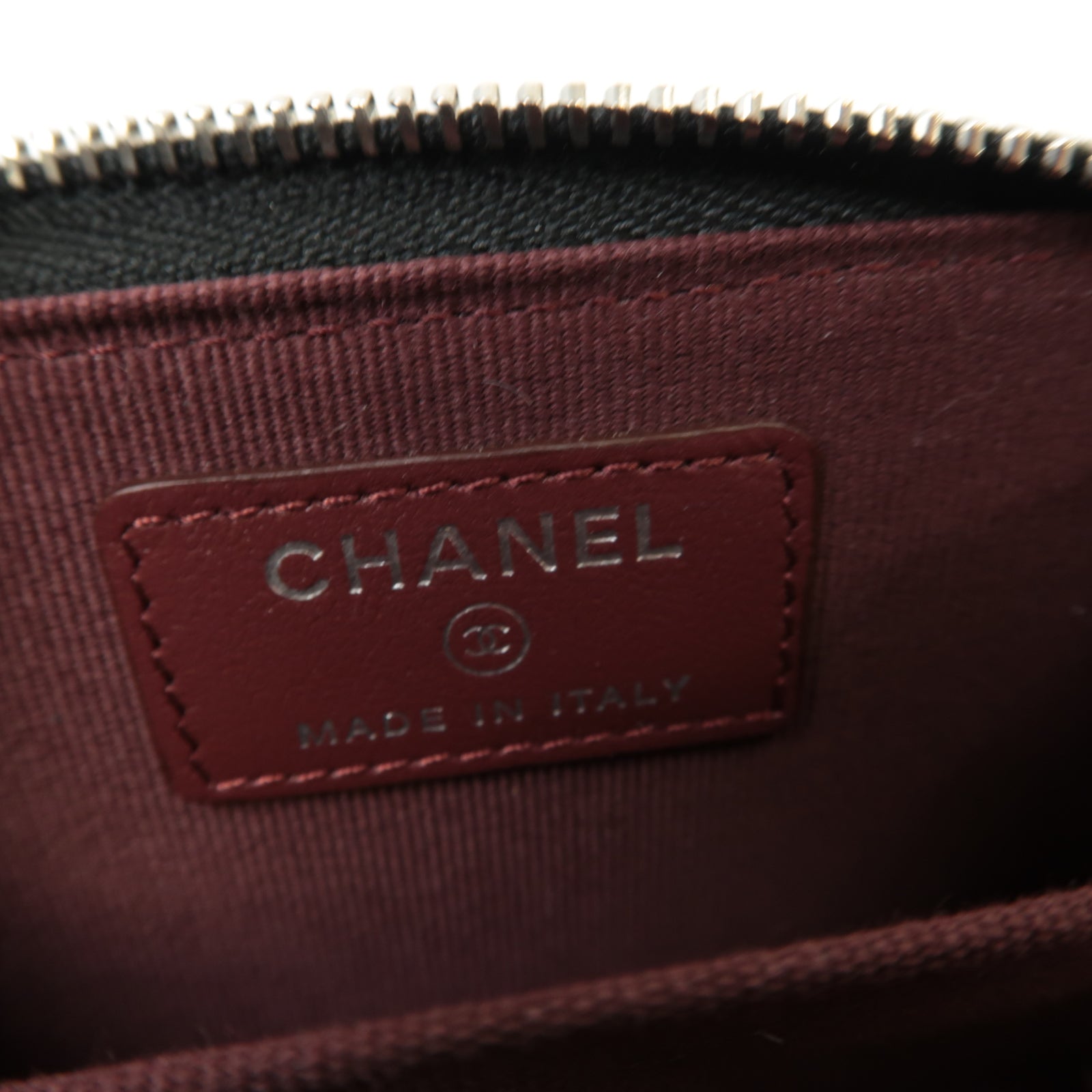 CHANEL 斜紋Card Case銀扣卡片套黒色