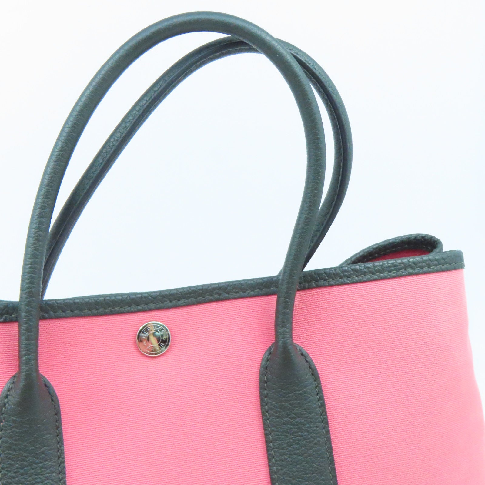 HERMES 【激減優惠】帆布Garden Party TPM銀扣手挽袋Pink粉紅色