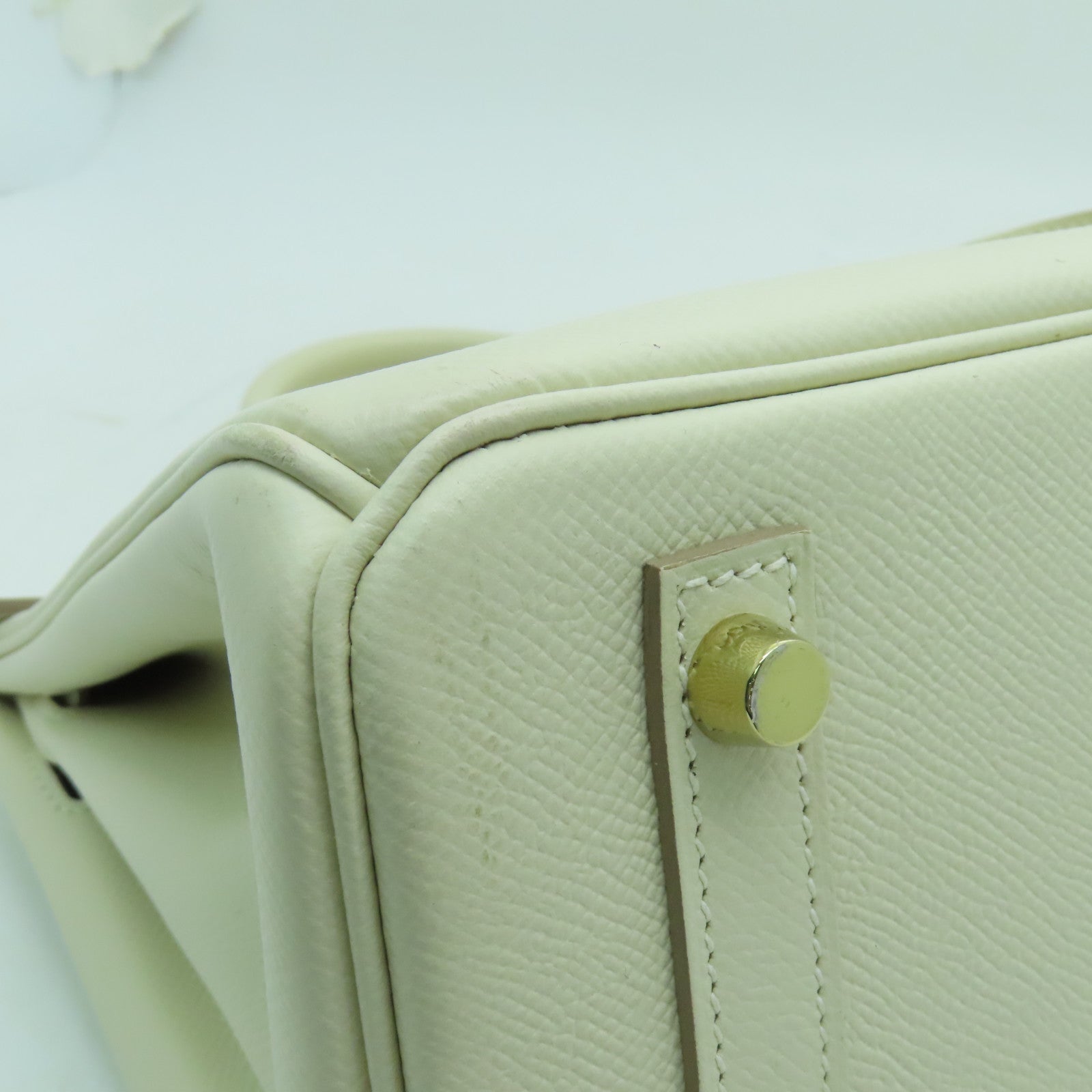 HERMES Epsom皮革Birkin 30金扣手挽袋白色