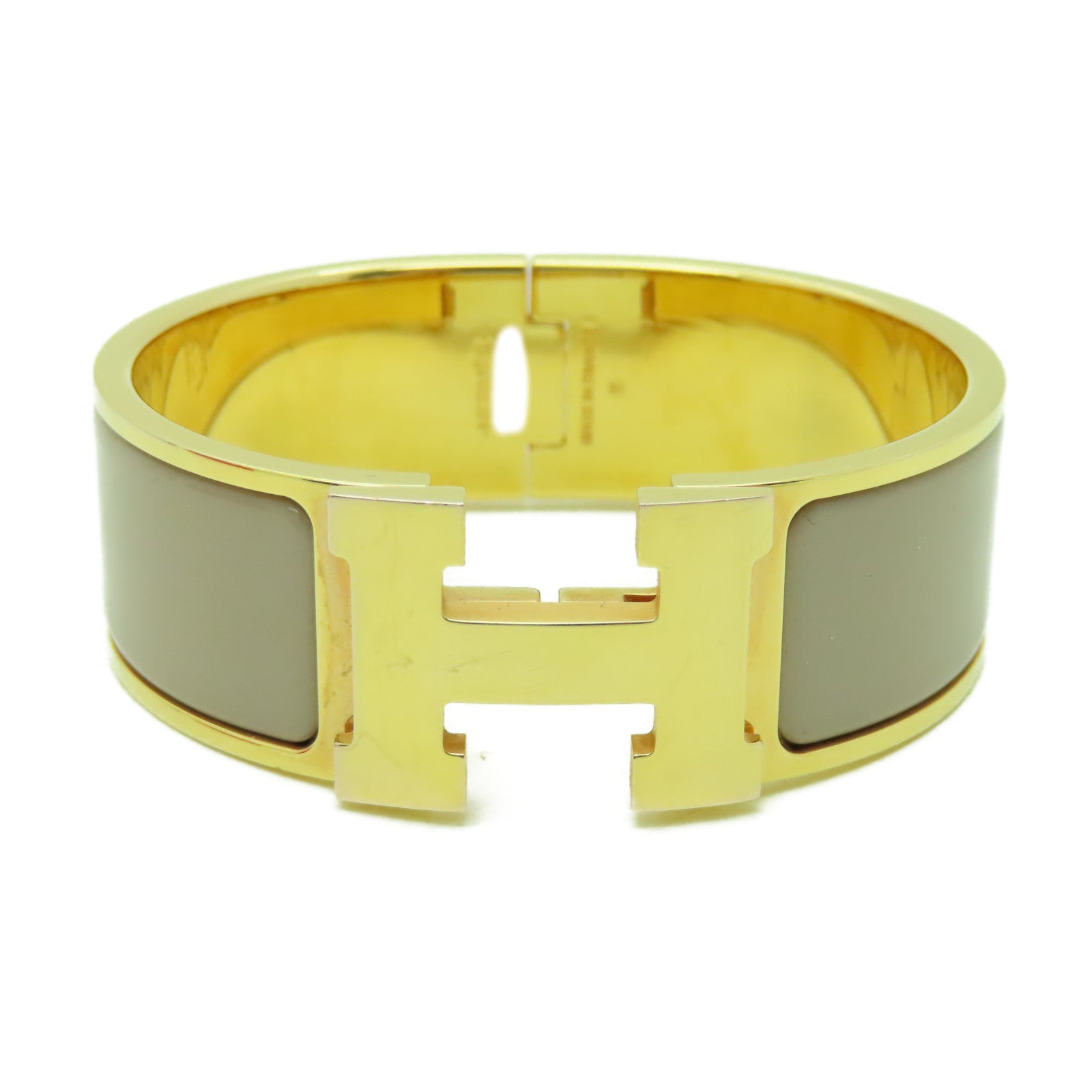 HERMES 【激減優惠】金屬Clic-Clac H手鐲大象灰色/金色#16cm