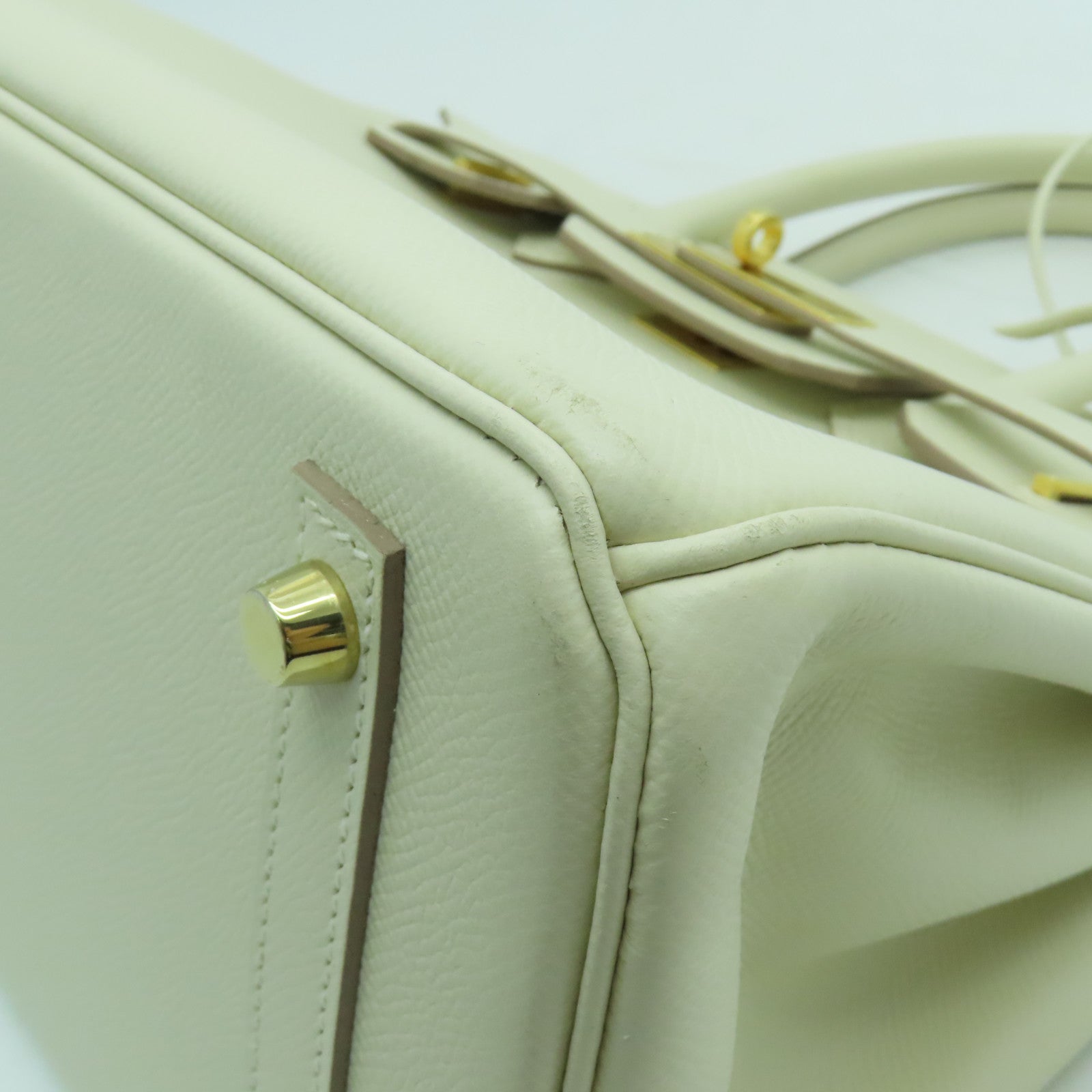 HERMES Epsom皮革Birkin 30金扣手挽袋白色