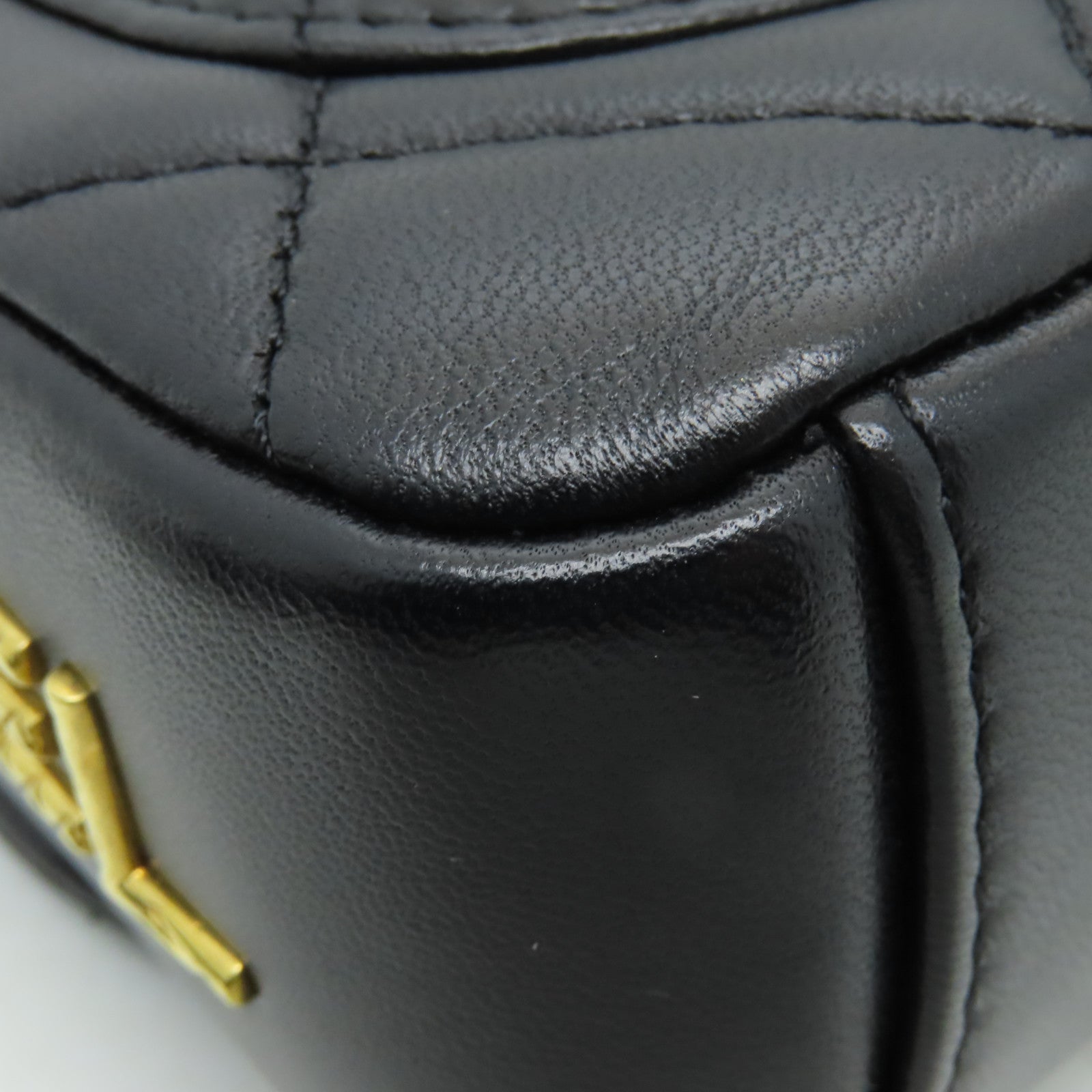CHANEL 菱格羊皮皮革Chain Shoulder Bag金扣鏈帶肩背袋黒色