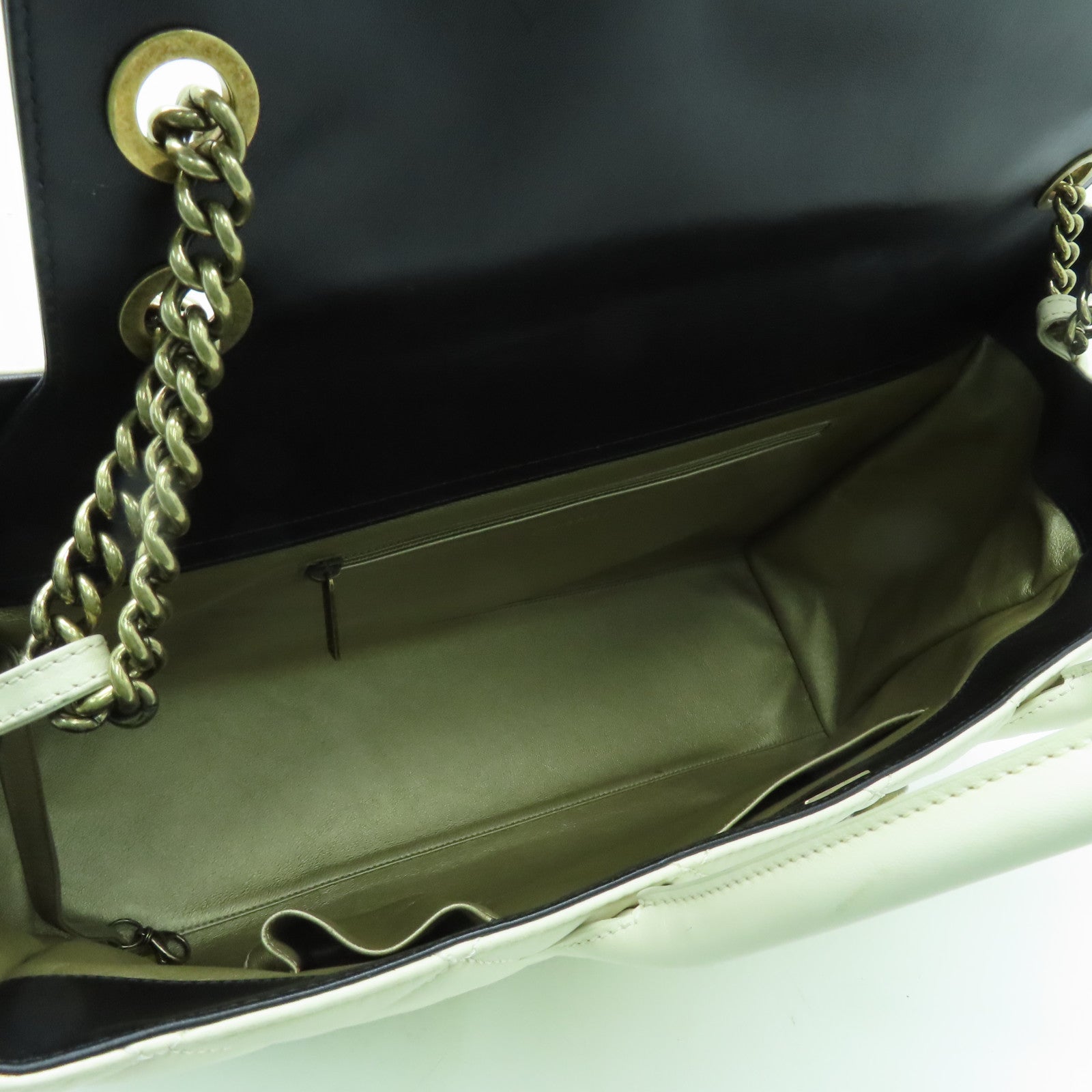 CHANEL 菱格牛皮皮革Shoulder Bag金扣肩背袋白色