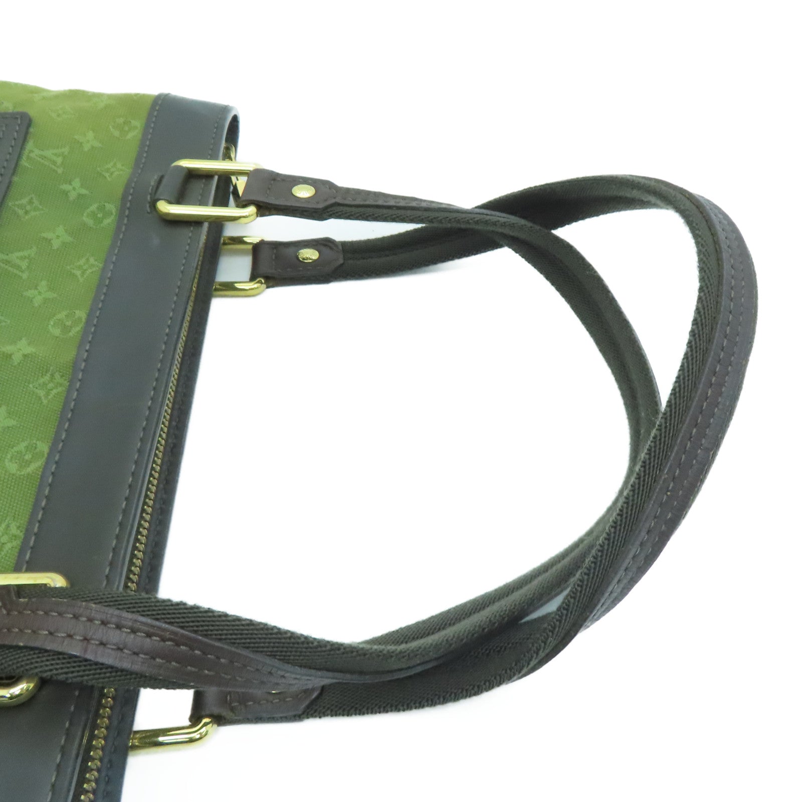 LOUIS VUITTON 帆布Lucille PM Hand Bag金扣手挽袋绿色