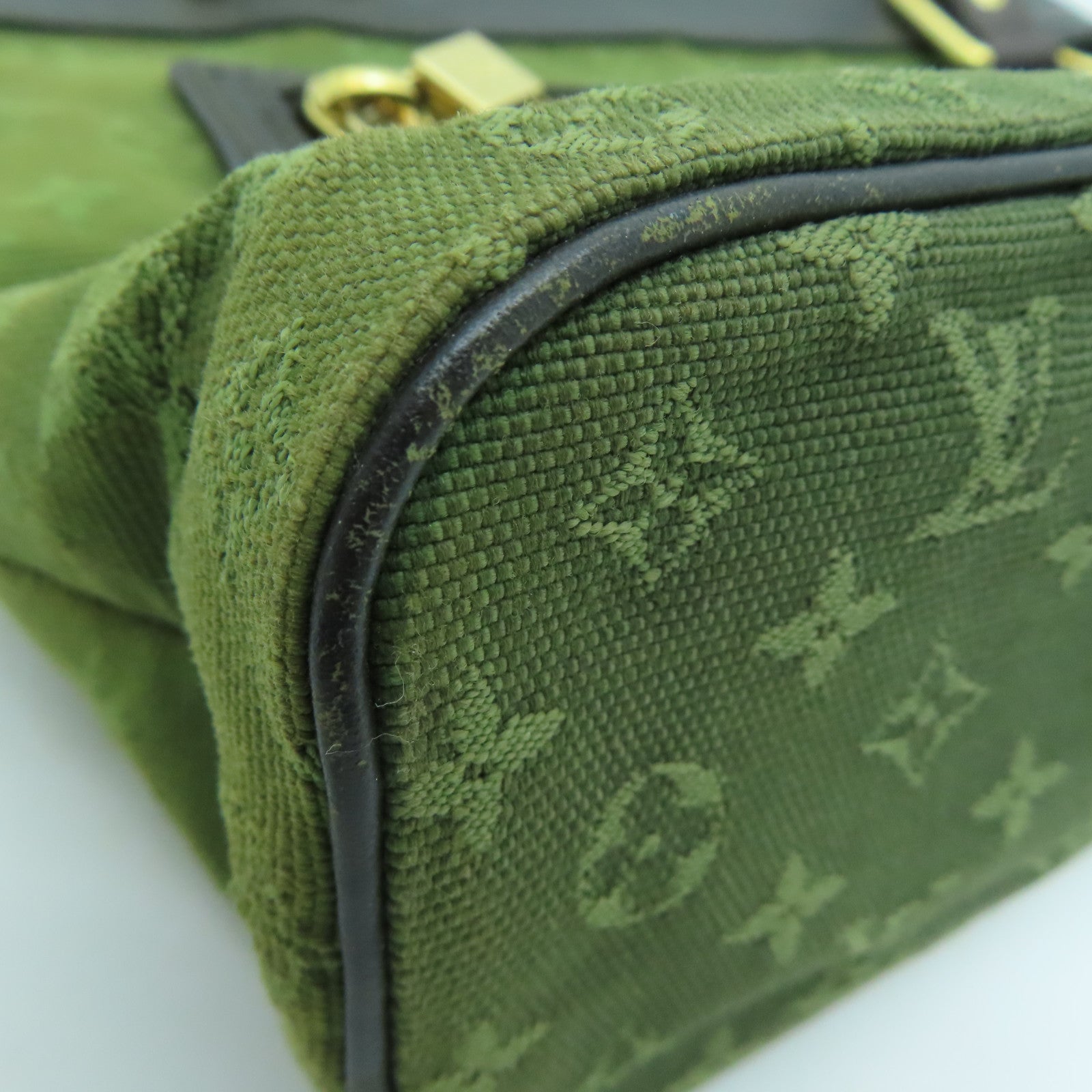 LOUIS VUITTON 帆布Lucille PM Hand Bag金扣手挽袋绿色
