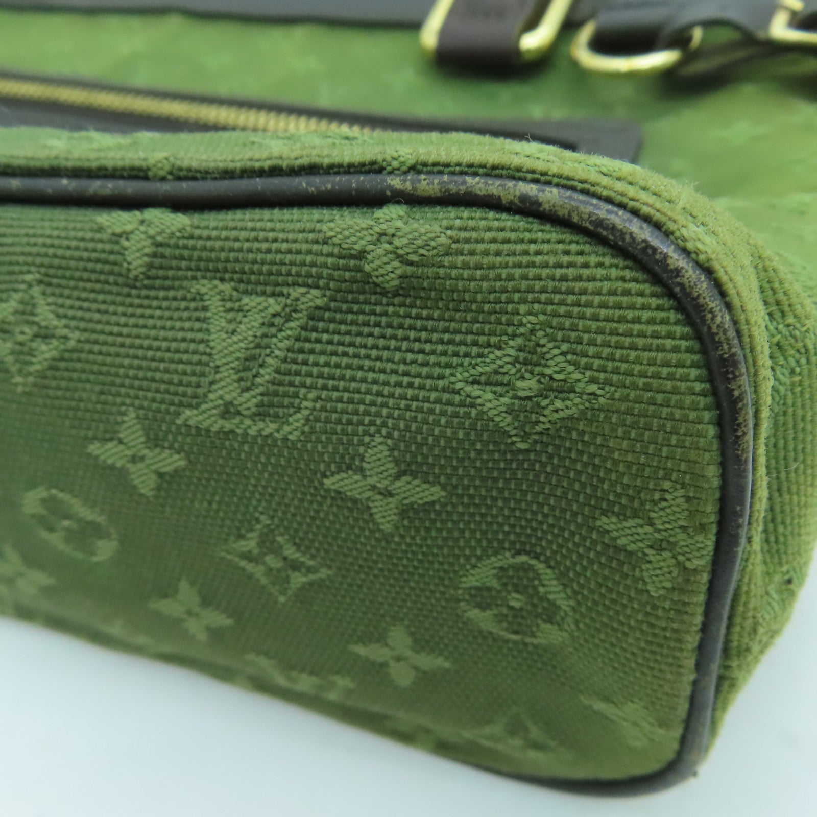 LOUIS VUITTON 帆布Lucille PM Hand Bag金扣手挽袋绿色