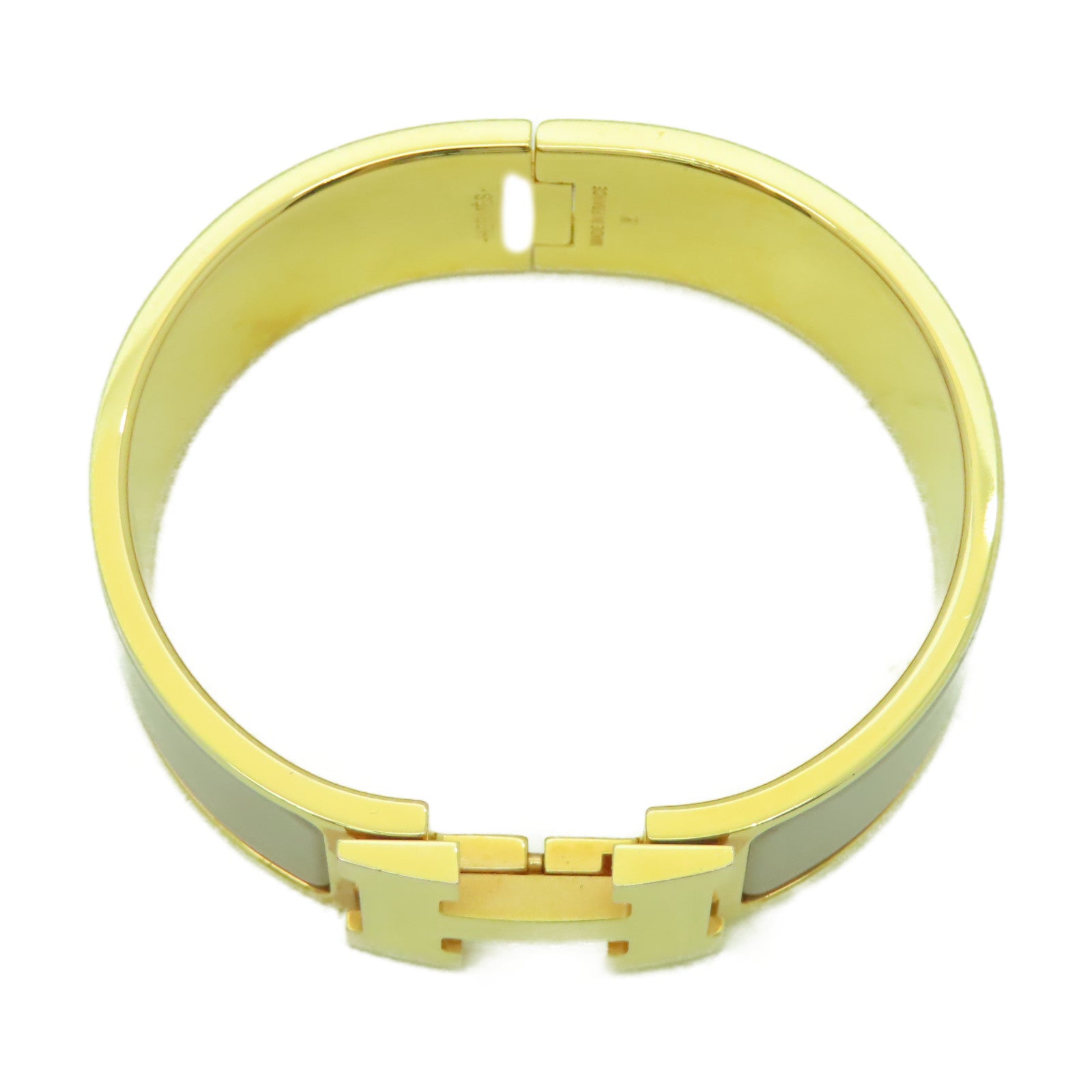 HERMES 【激減優惠】金屬Clic-Clac H手鐲大象灰色/金色#16cm