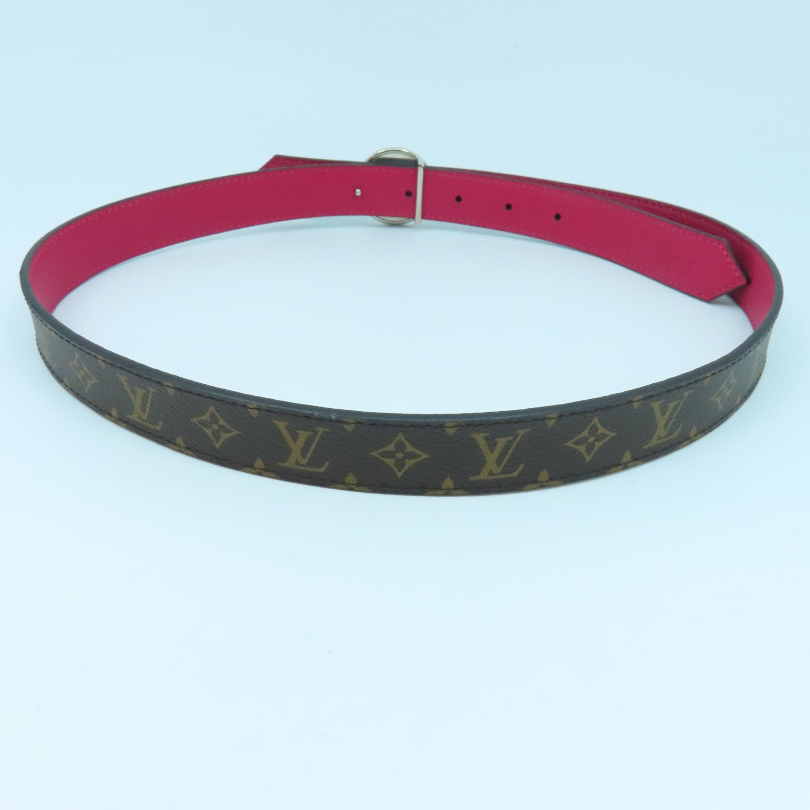 LOUIS VUITTON Monogram Belt銀扣皮帶啡色/紫色