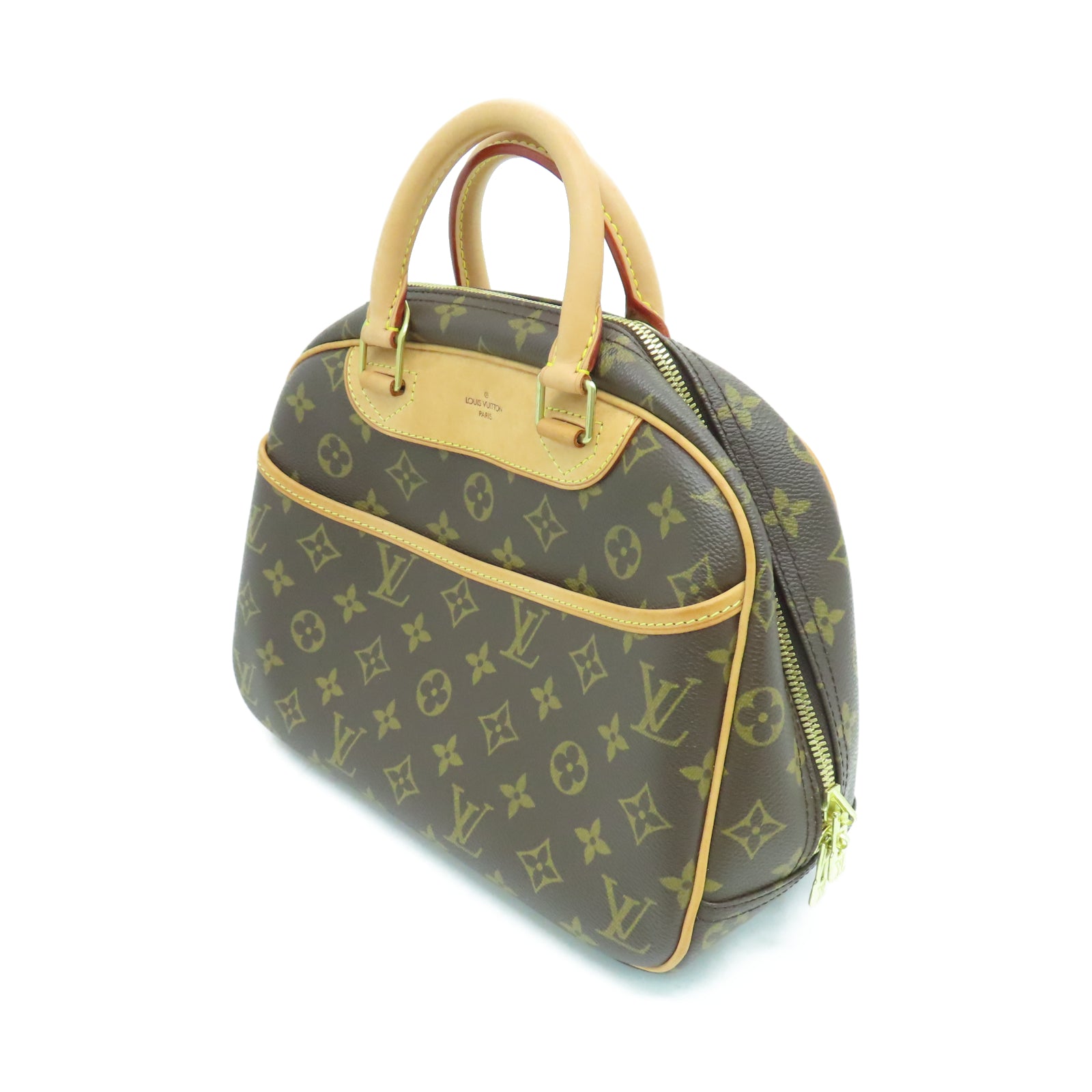 LOUIS VUITTON Monogram Deauville PM金扣手挽袋棕色