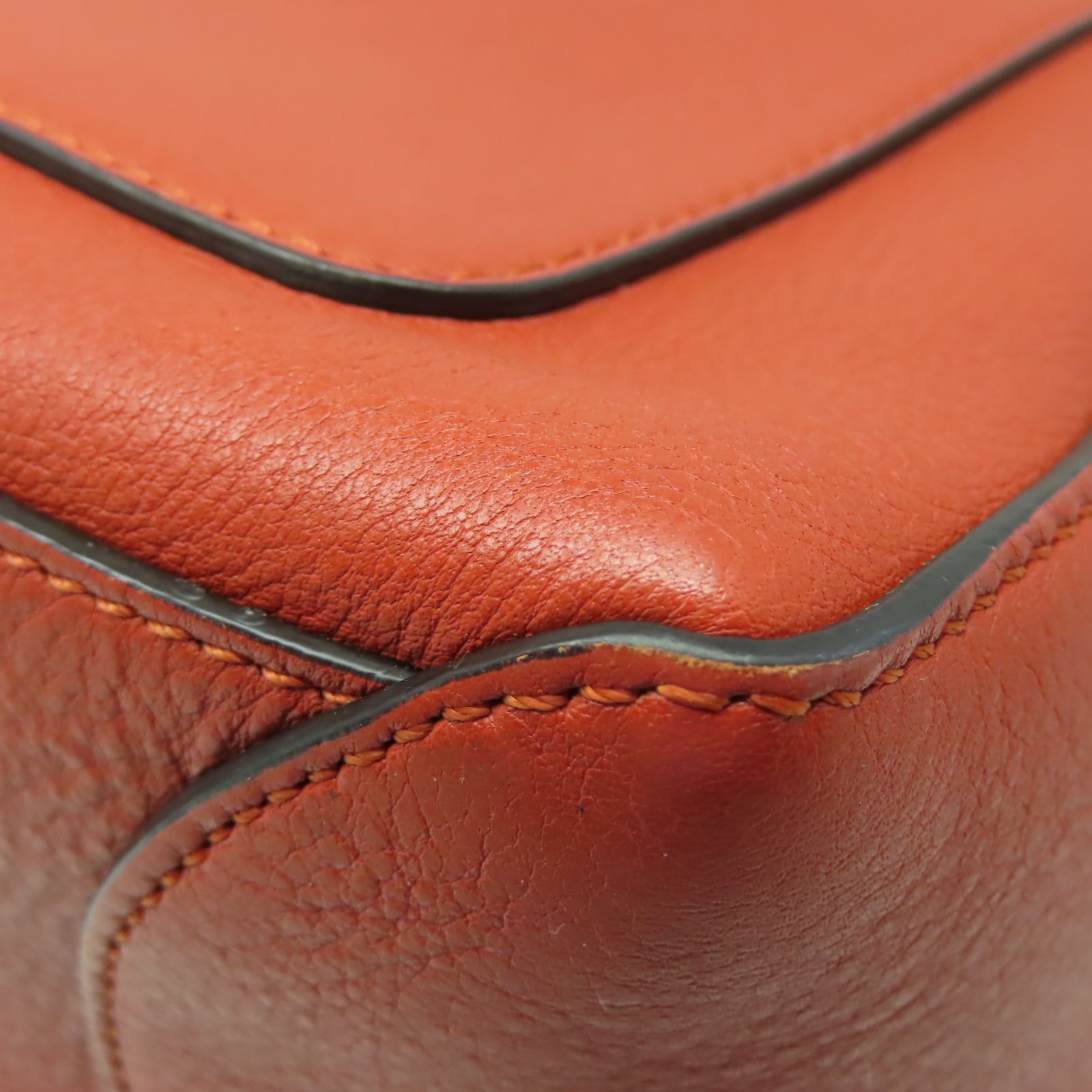 Chloe 牛皮皮革Shoulder Bag金扣手挽肩背兩用袋橙色