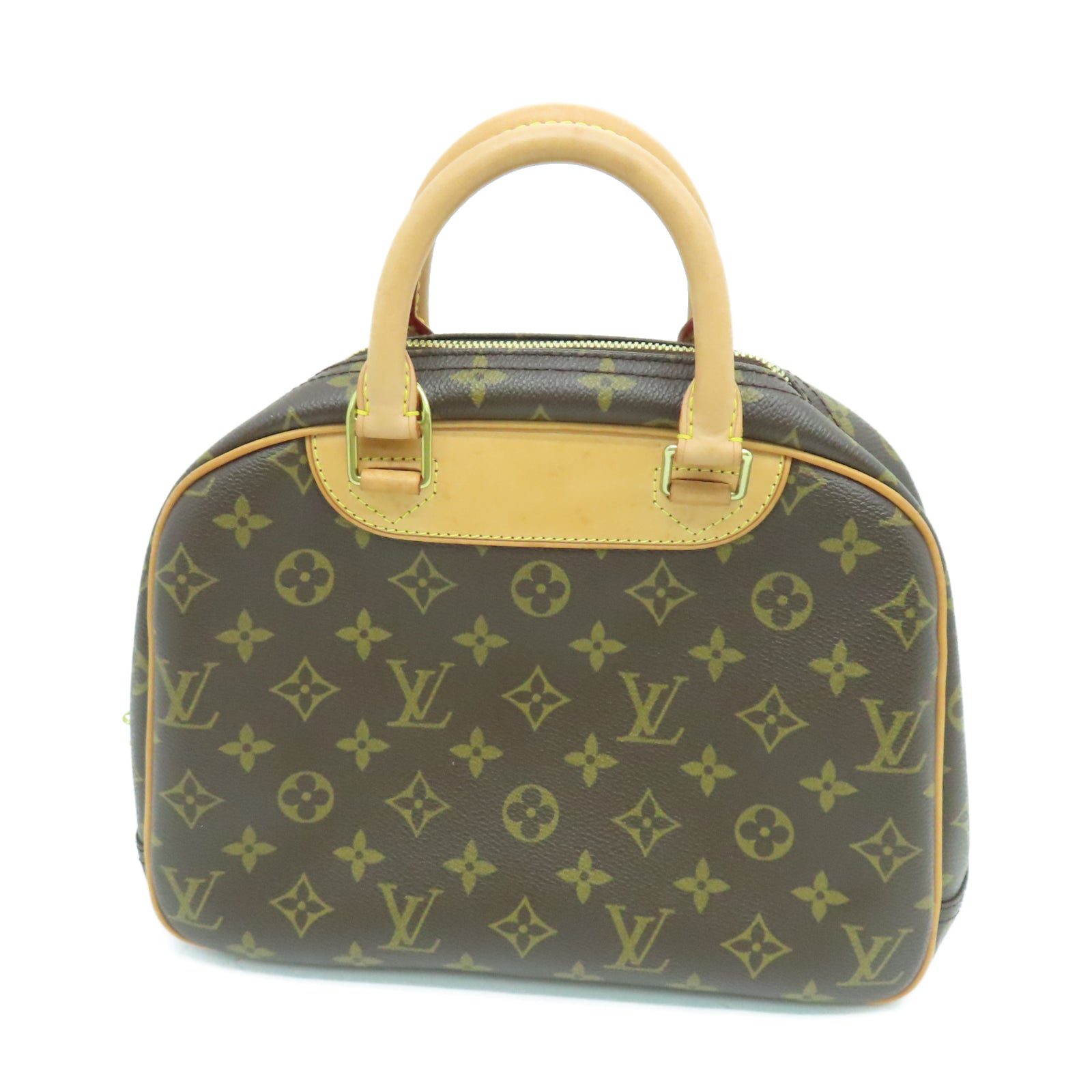 LOUIS VUITTON Monogram Deauville PM金扣手挽袋棕色