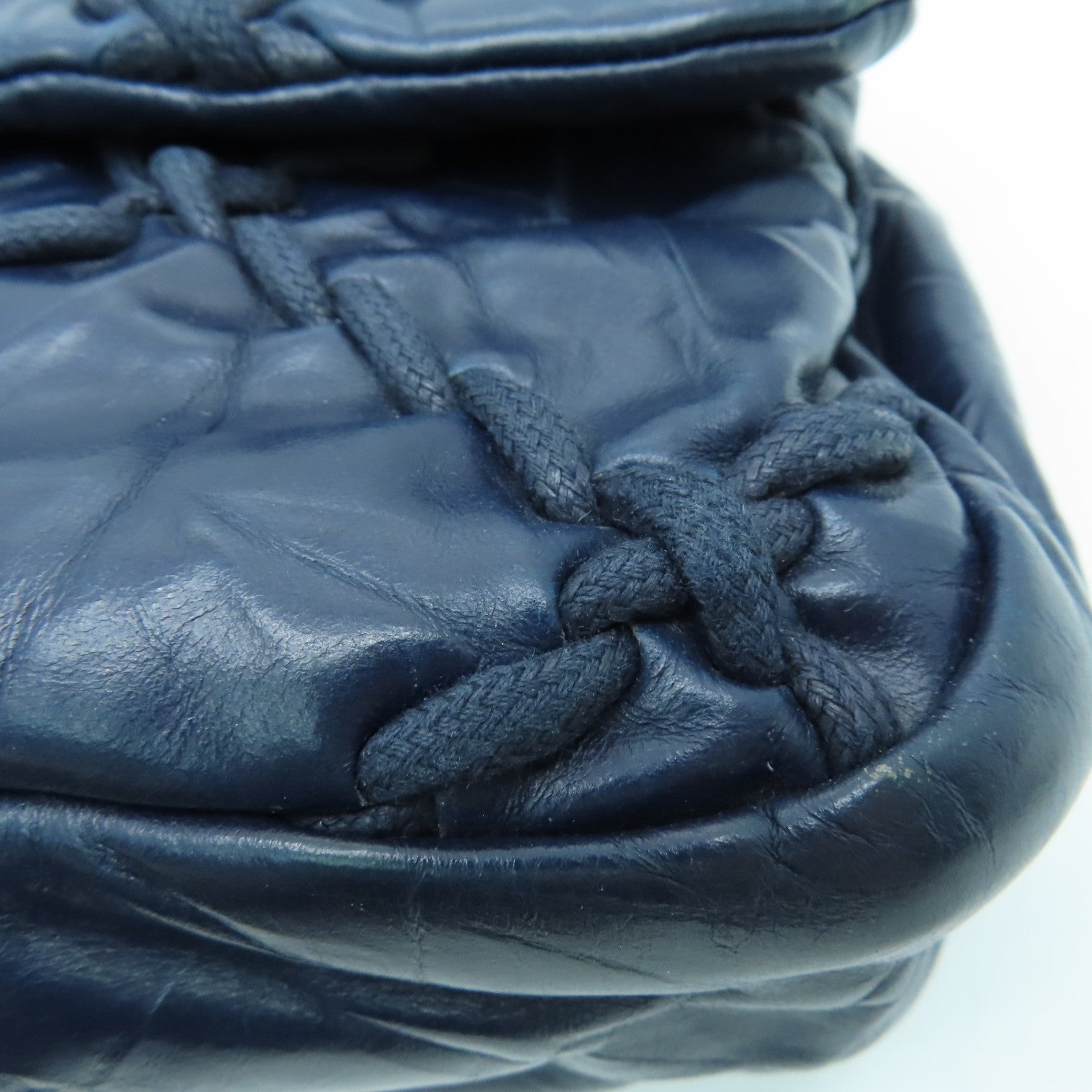 CHANEL 菱格牛皮皮革Ultra Stitch Flap Bag銀扣肩背袋藍色