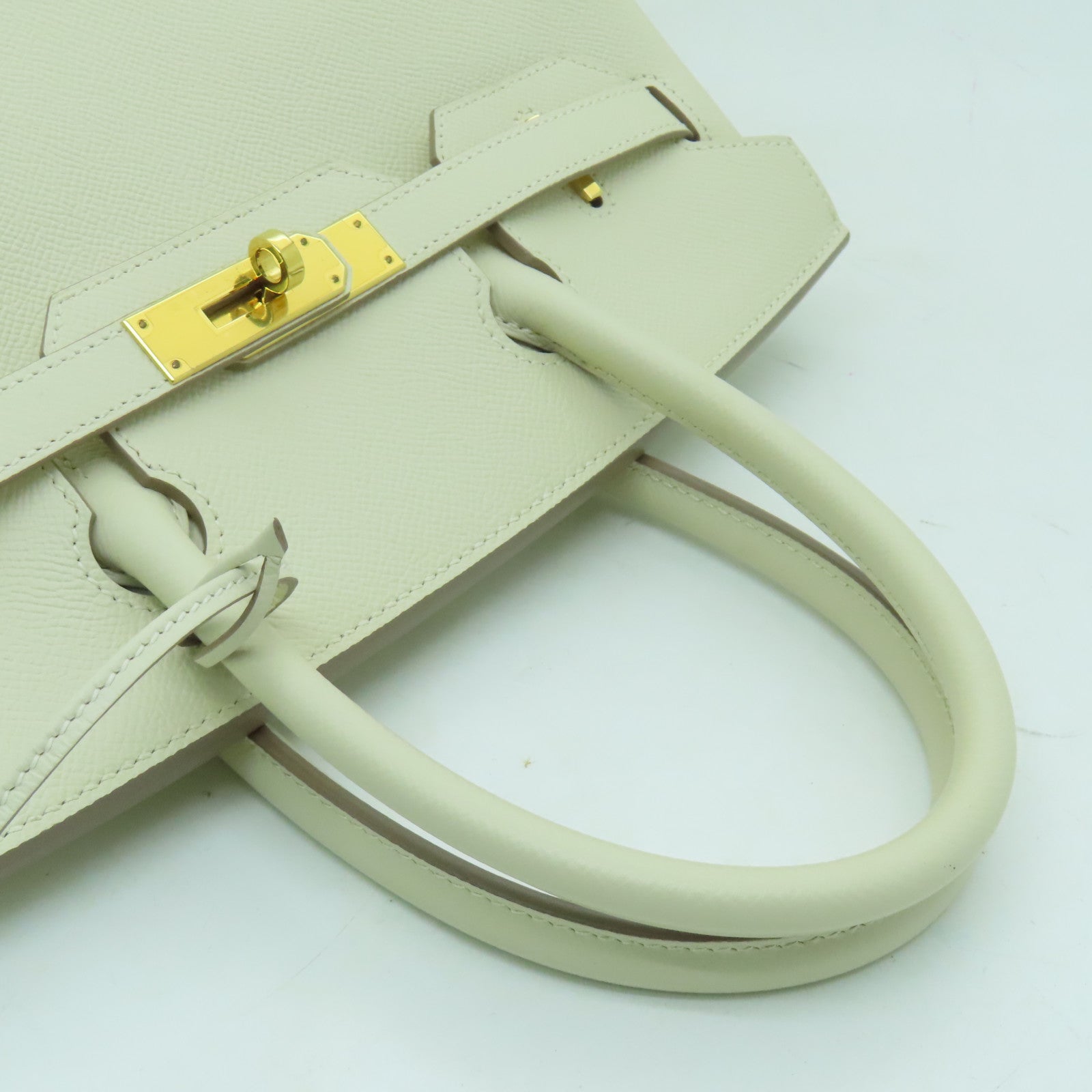 HERMES Epsom皮革Birkin 30金扣手挽袋白色