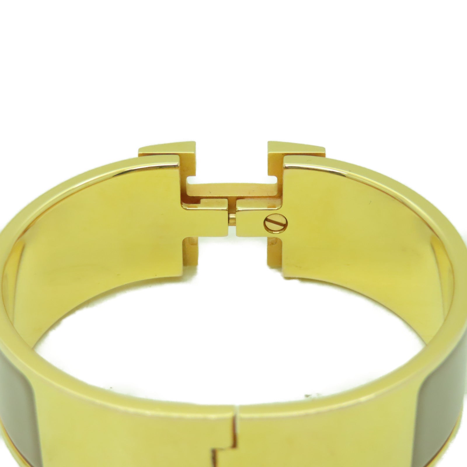 HERMES 【激減優惠】金屬Clic-Clac H手鐲大象灰色/金色#16cm