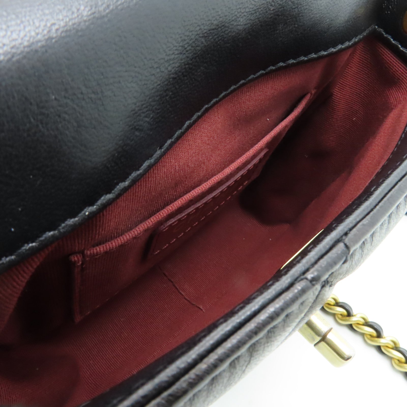 CHANEL 菱格羊皮皮革Chain Shoulder Bag金扣鏈帶肩背袋黒色