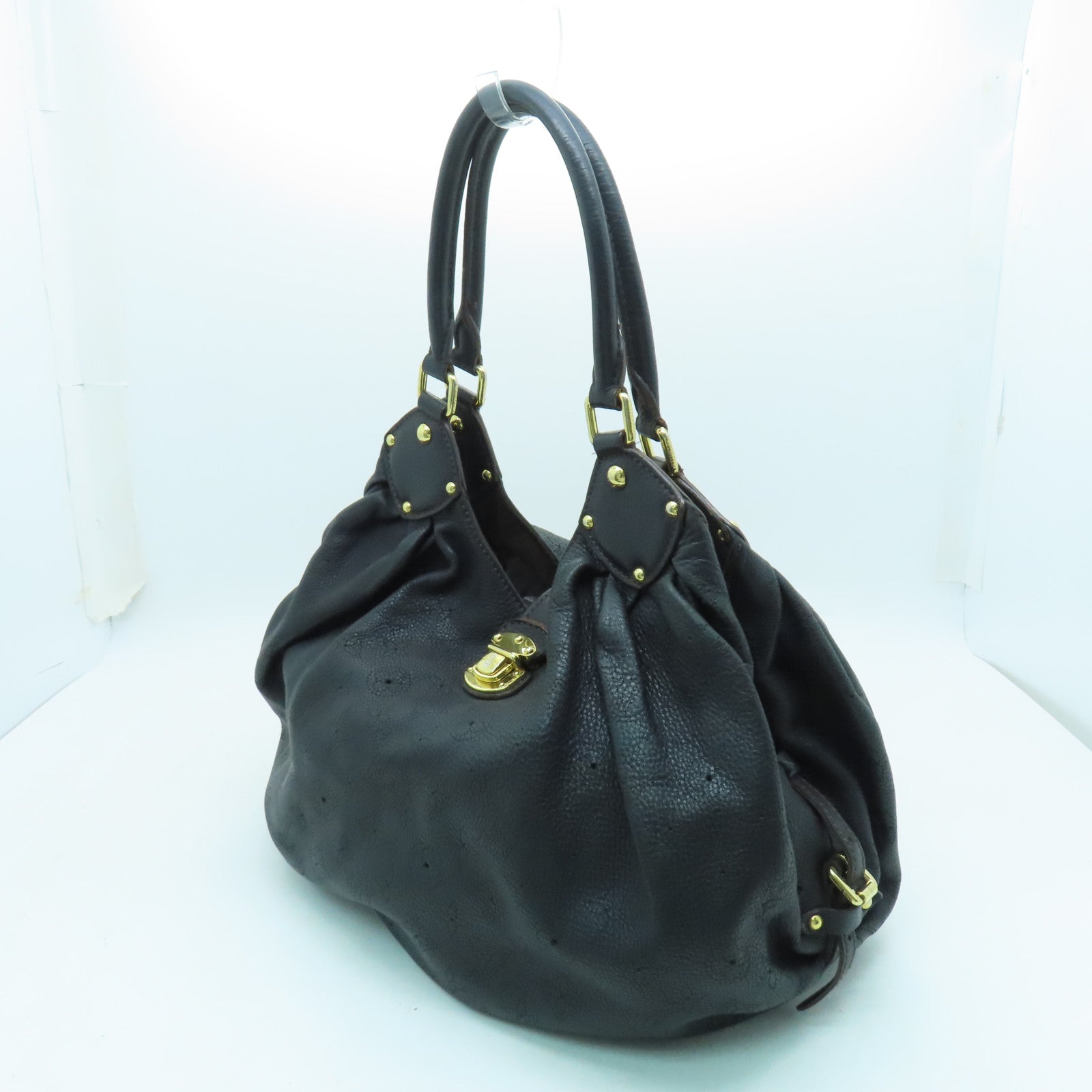 LOUIS VUITTON 牛皮皮革Mahina金扣手挽肩背兩用袋黑色