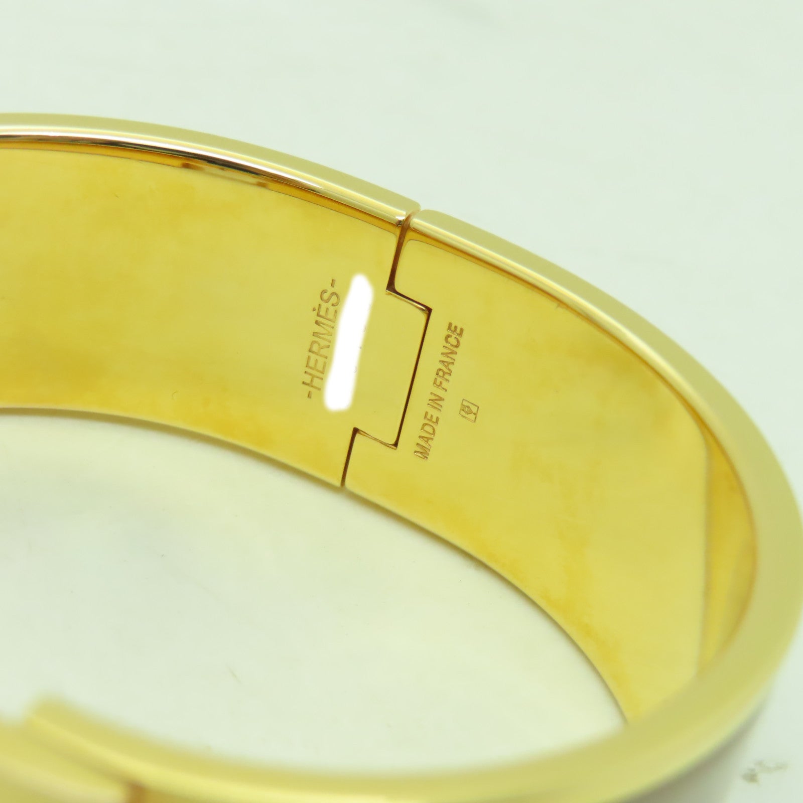 HERMES 【激減優惠】金屬Clic-Clac H手鐲大象灰色/金色#16cm