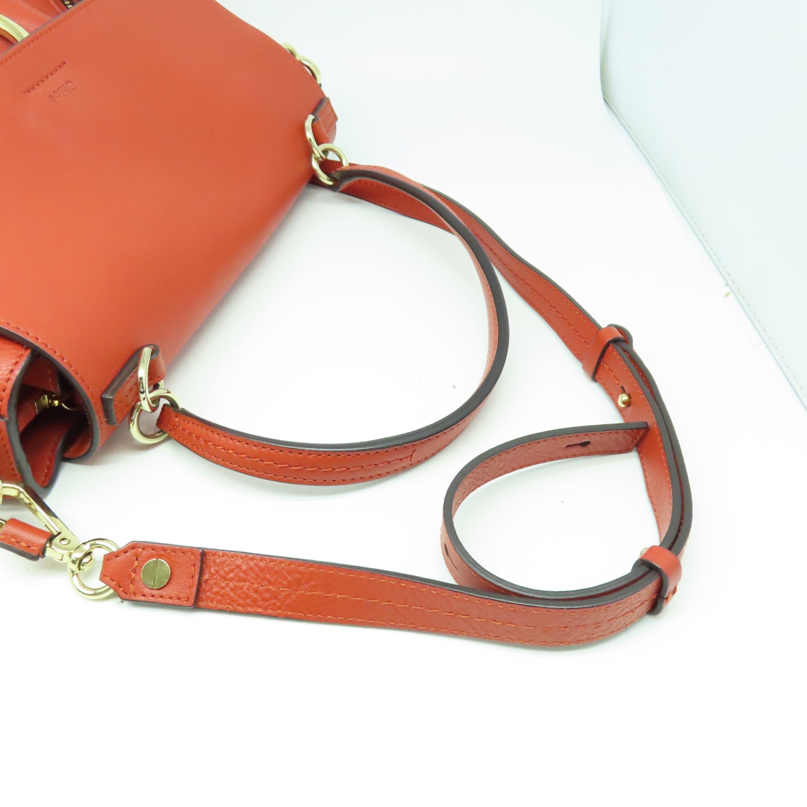 Chloe 牛皮皮革Shoulder Bag金扣手挽肩背兩用袋橙色