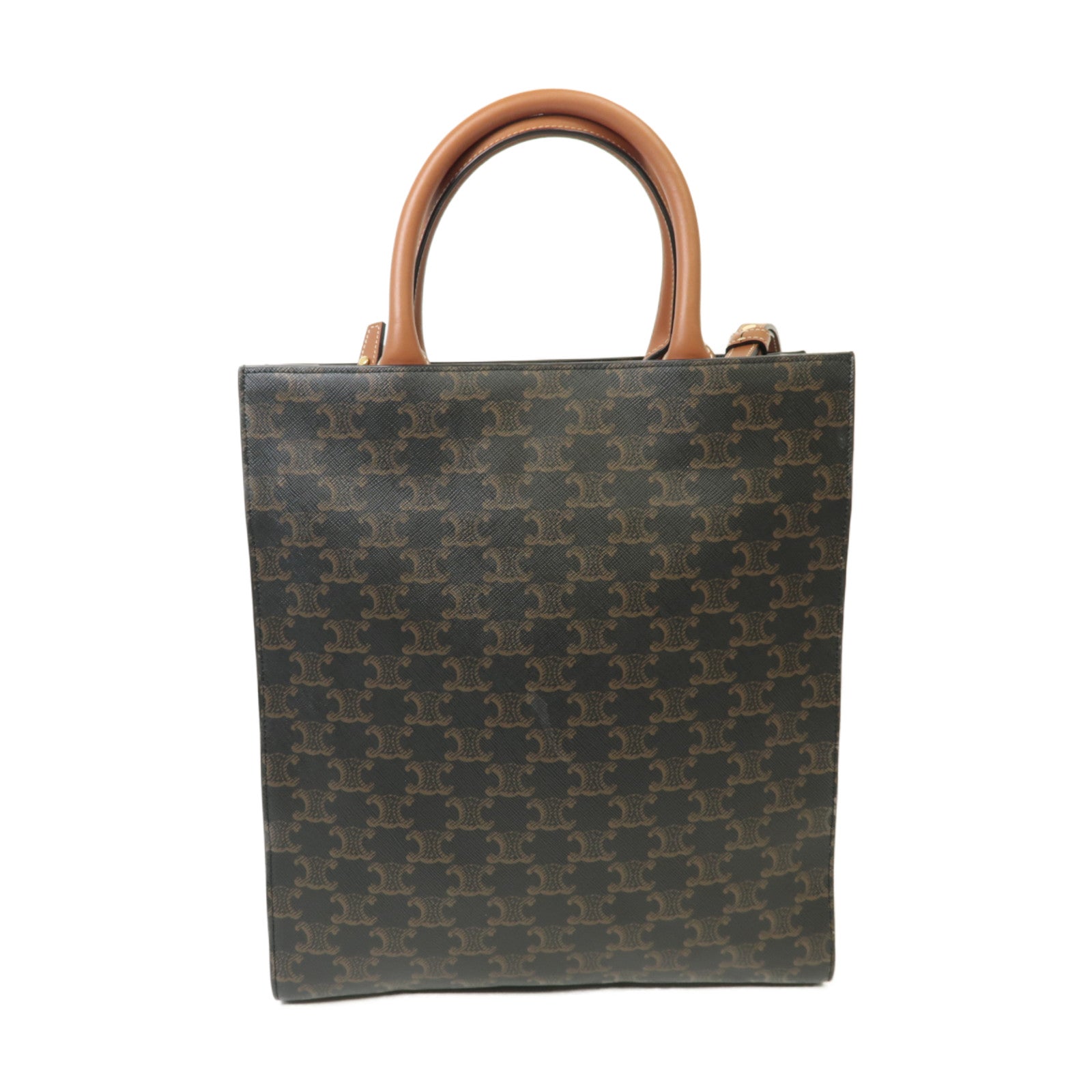 CELINE 塗層帆布Cabas金扣手挽肩背兩用袋棕色