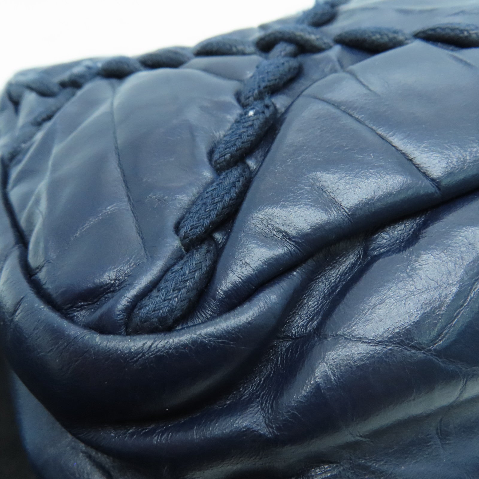 CHANEL 菱格牛皮皮革Ultra Stitch Flap Bag銀扣肩背袋藍色