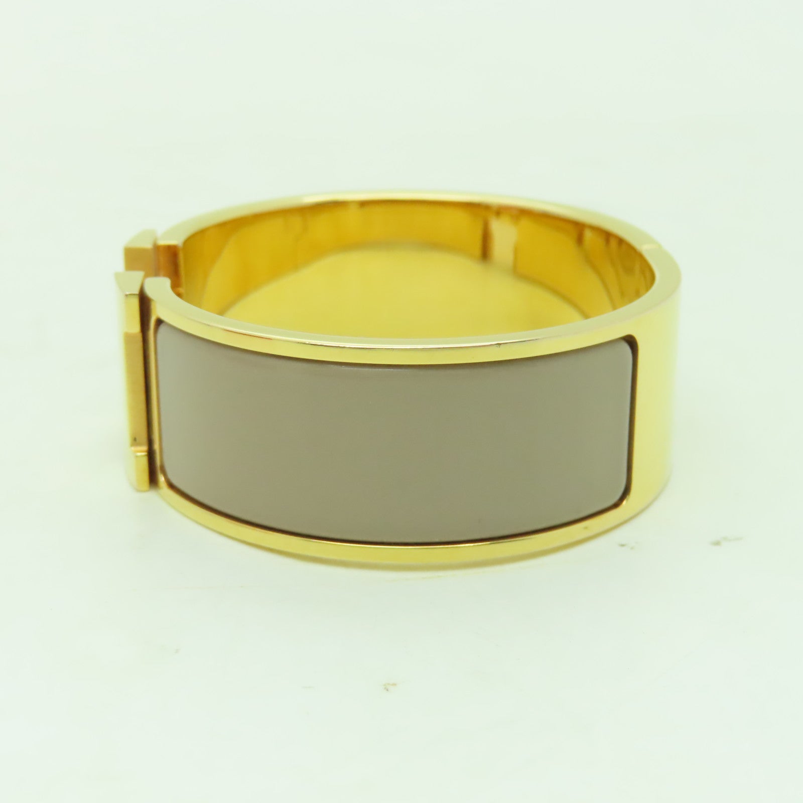 HERMES 【激減優惠】金屬Clic-Clac H手鐲大象灰色/金色#16cm