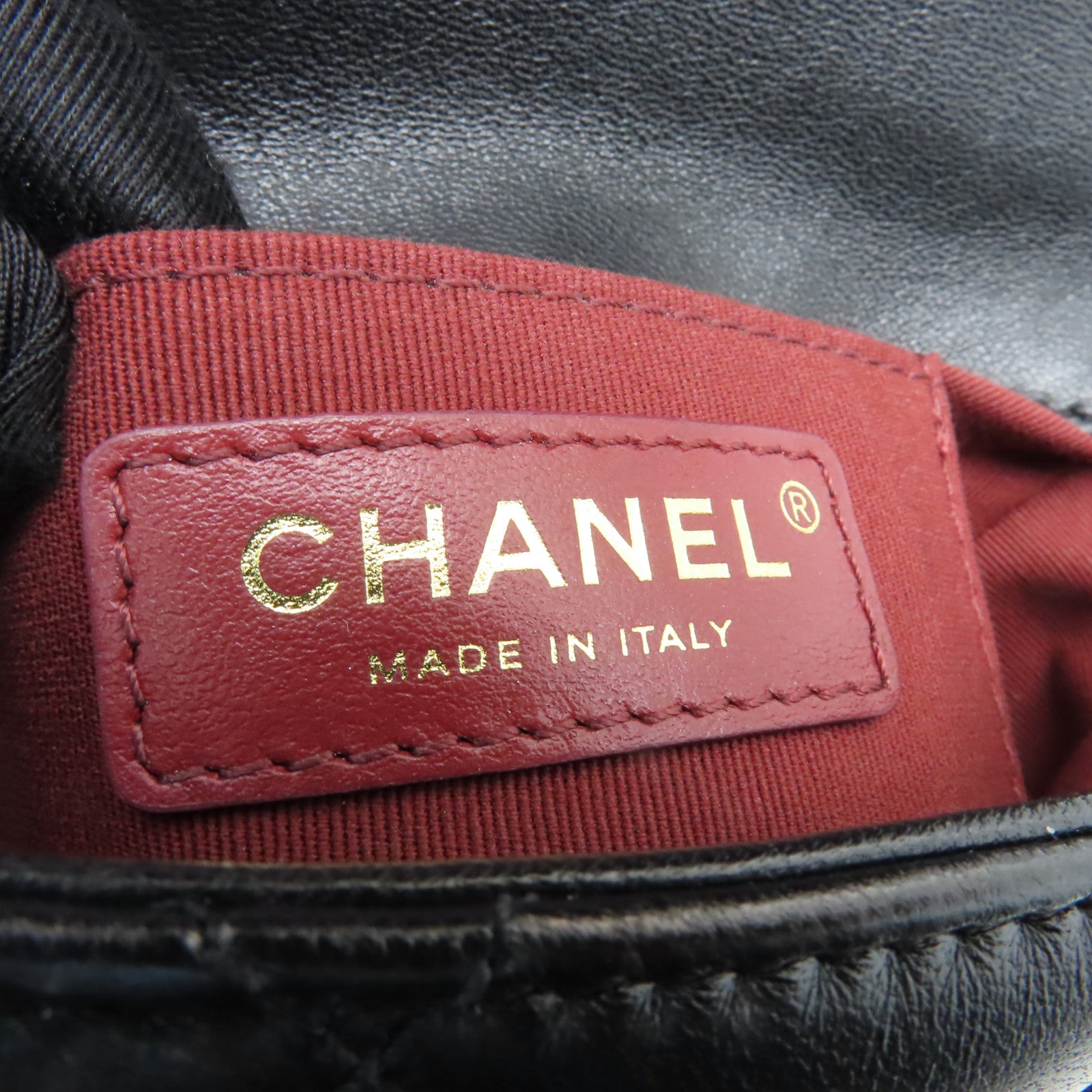 CHANEL 菱格羊皮皮革Chain Shoulder Bag金扣鏈帶肩背袋黒色