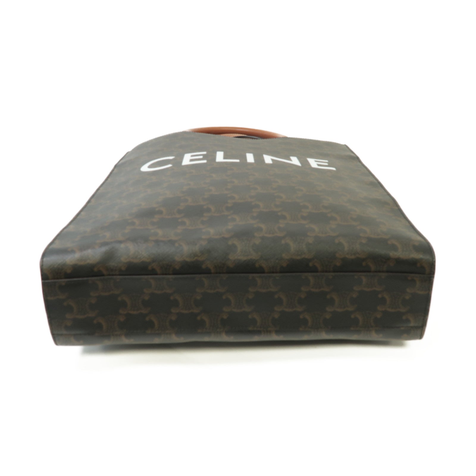 CELINE 塗層帆布Cabas金扣手挽肩背兩用袋棕色