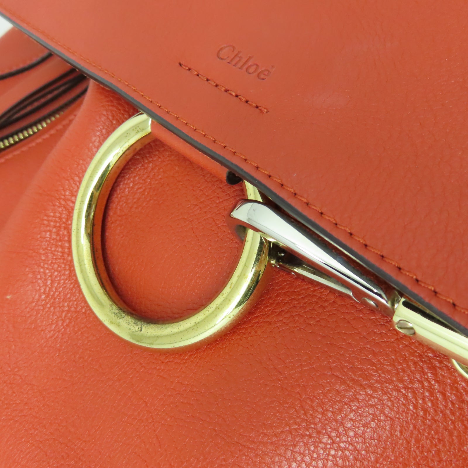 Chloe 牛皮皮革Shoulder Bag金扣手挽肩背兩用袋橙色