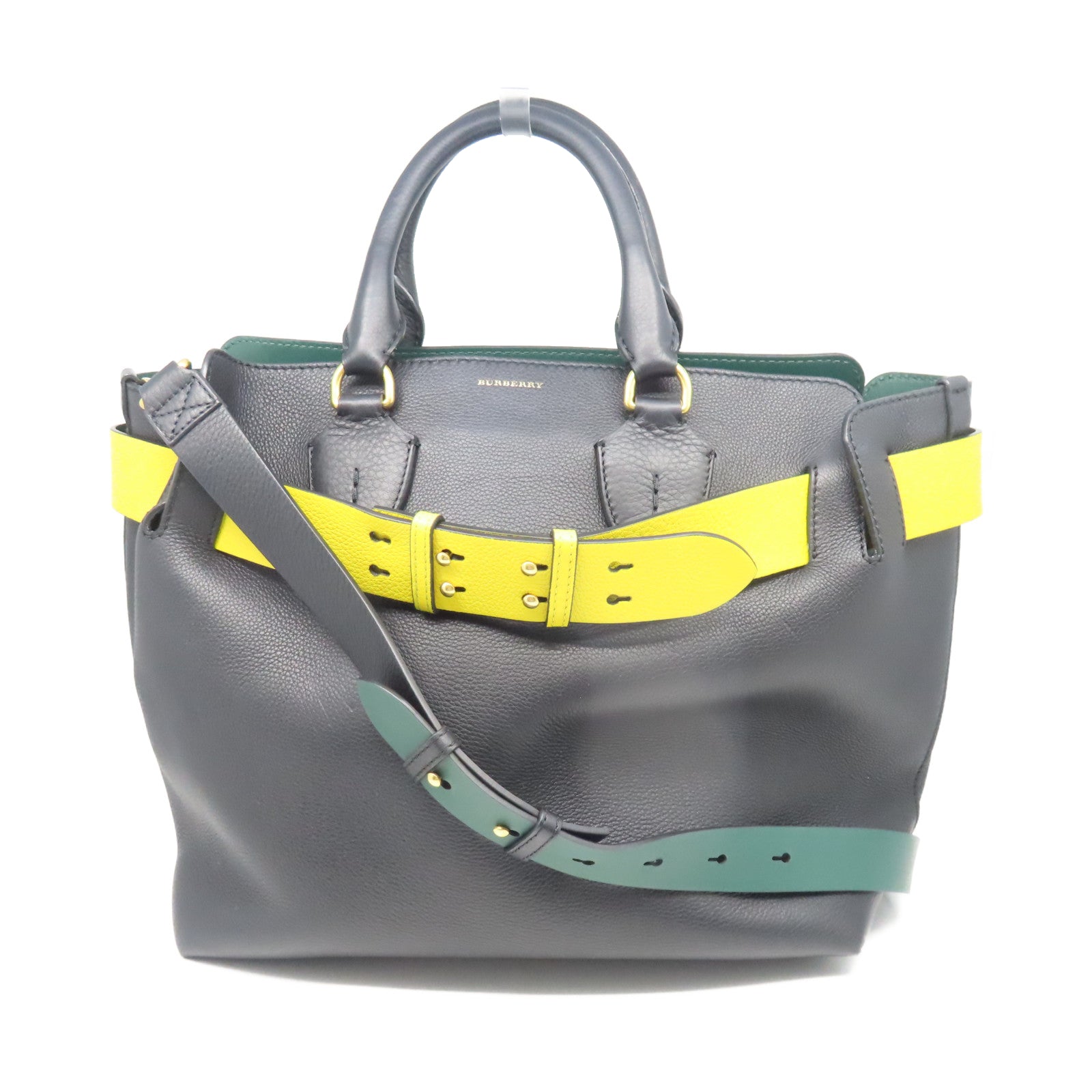 BURBERRY 【激減優惠】牛皮皮革2 Way shoulder金扣手挽肩背兩用袋黑色/黃色
