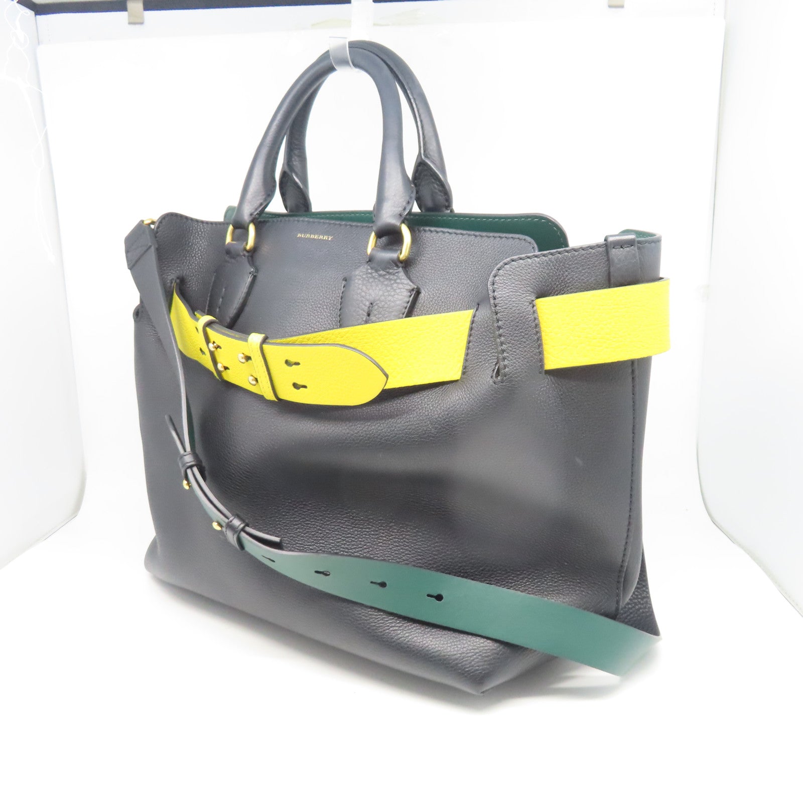 BURBERRY 【激減優惠】牛皮皮革2 Way shoulder金扣手挽肩背兩用袋黑色/黃色