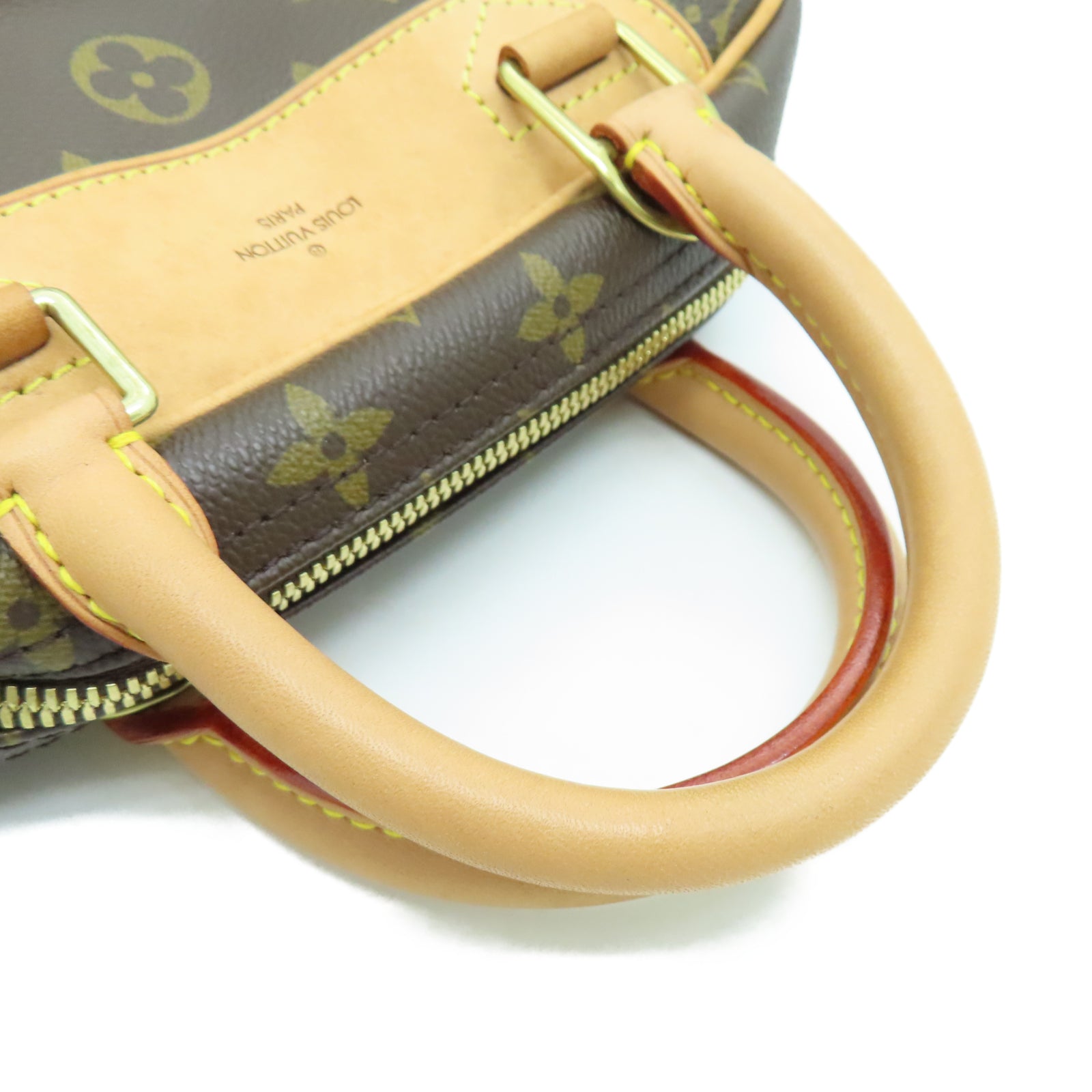 LOUIS VUITTON Monogram Deauville PM金扣手挽袋棕色