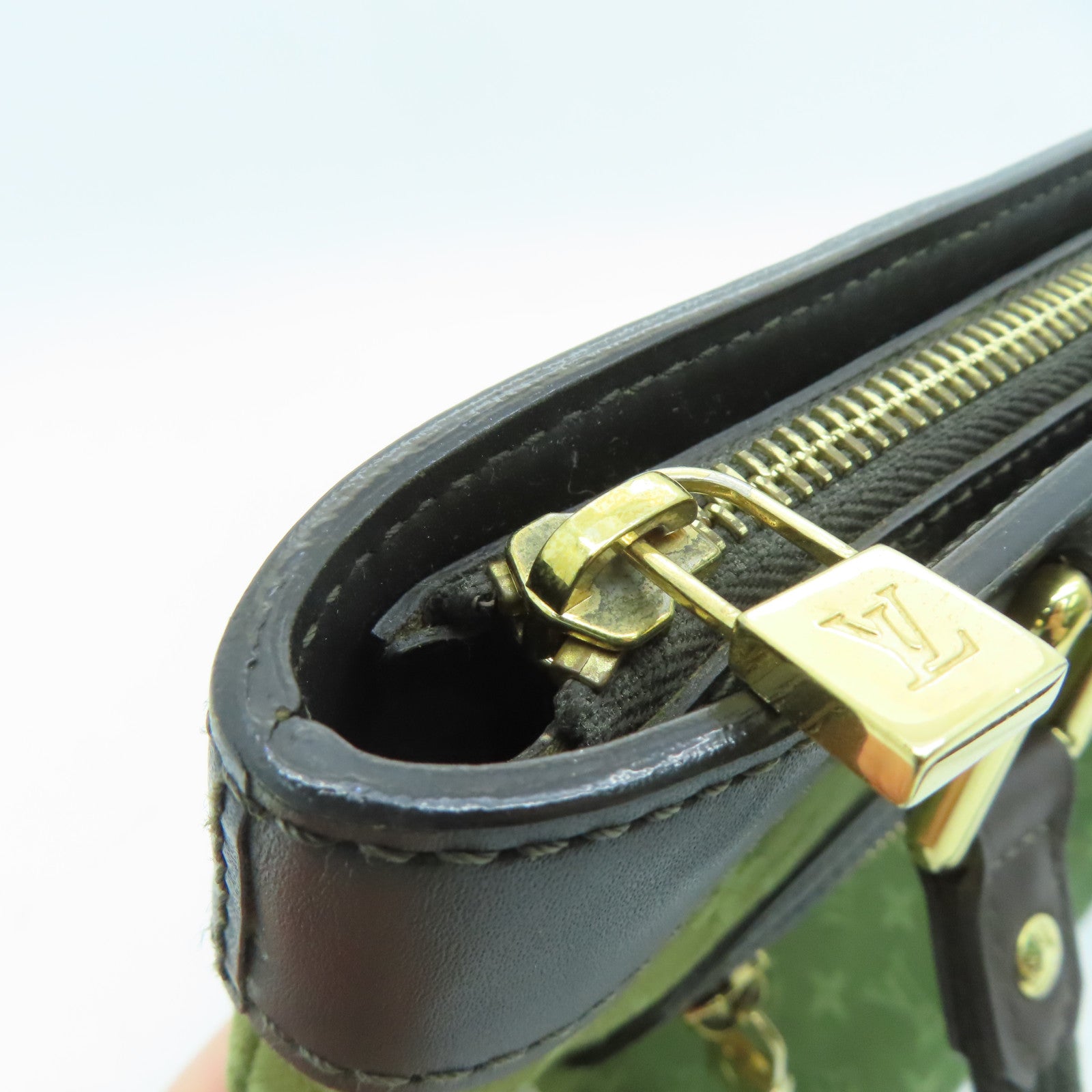 LOUIS VUITTON 帆布Lucille PM Hand Bag金扣手挽袋绿色