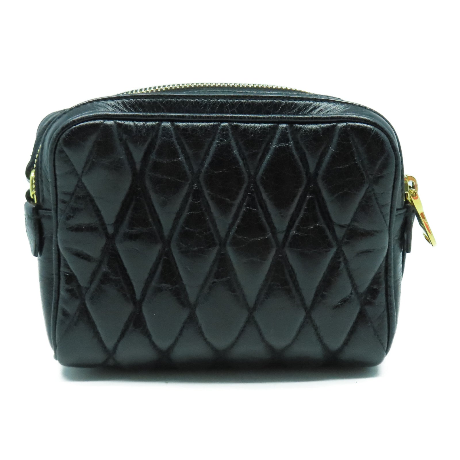 Miu Miu 菱格羊皮皮革Shoulder Bag金扣肩背袋黑色