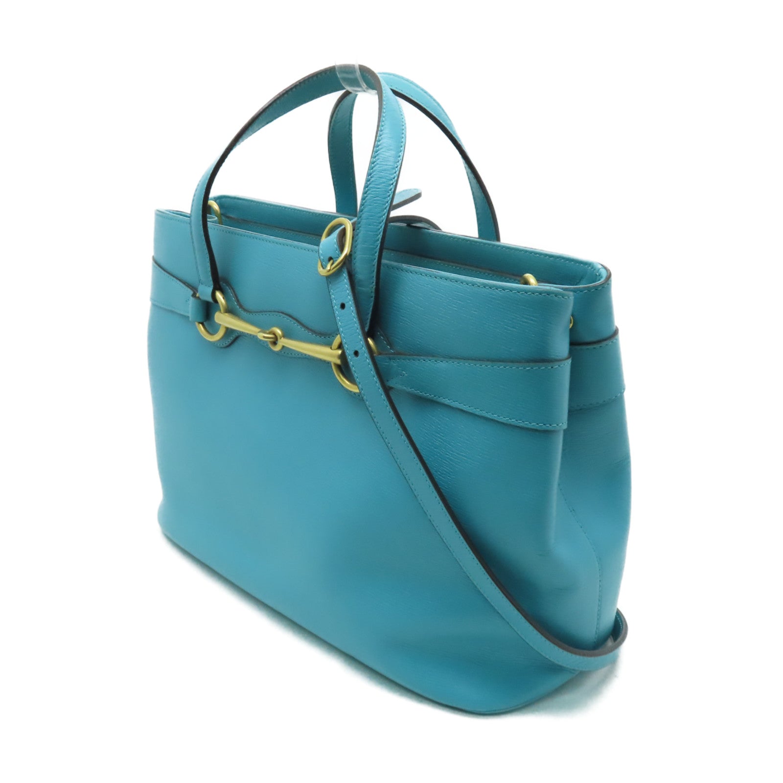 GUCCI 牛皮皮革2way Shoulder Bag金扣手挽肩背兩用袋藍色