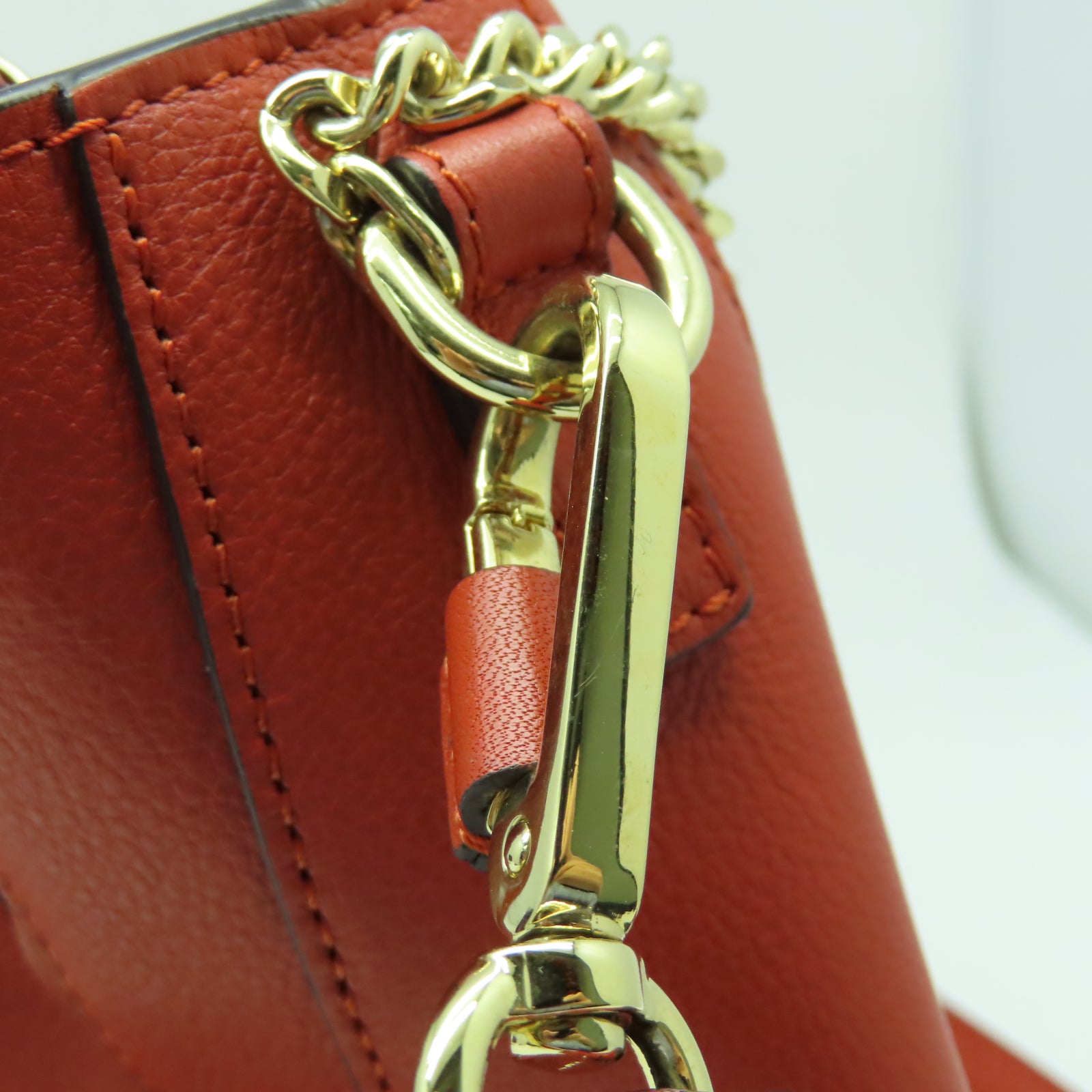 Chloe 牛皮皮革Shoulder Bag金扣手挽肩背兩用袋橙色