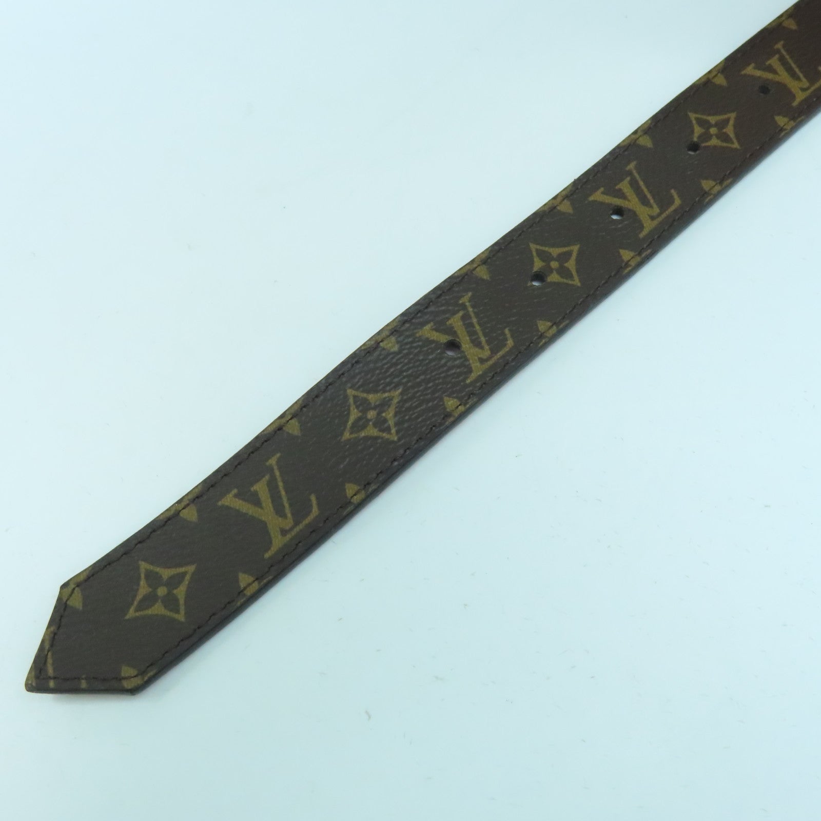 LOUIS VUITTON Monogram Belt銀扣皮帶啡色/紫色