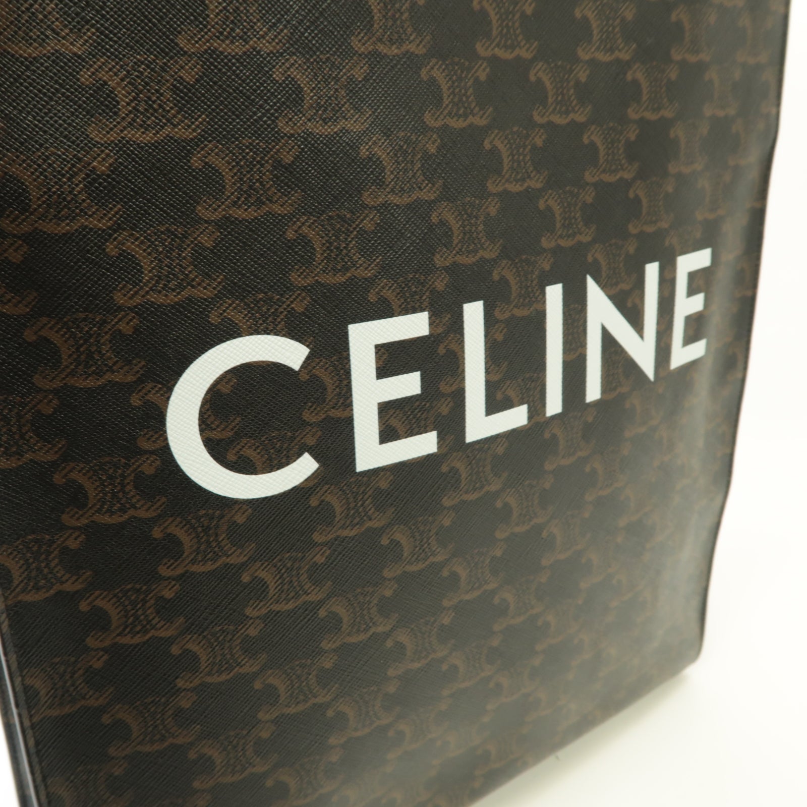 CELINE 塗層帆布Cabas金扣手挽肩背兩用袋棕色