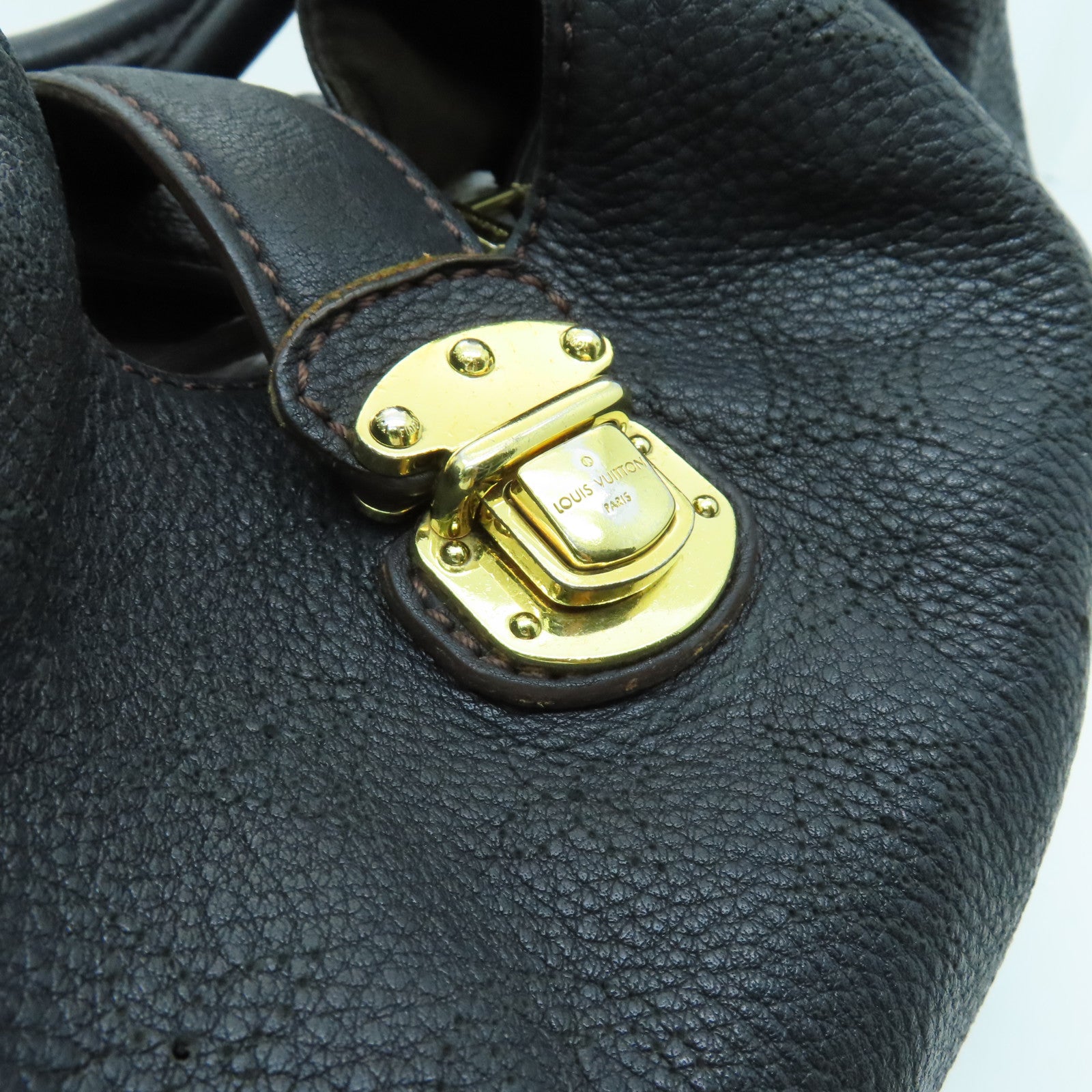 LOUIS VUITTON 牛皮皮革Mahina金扣手挽肩背兩用袋黑色